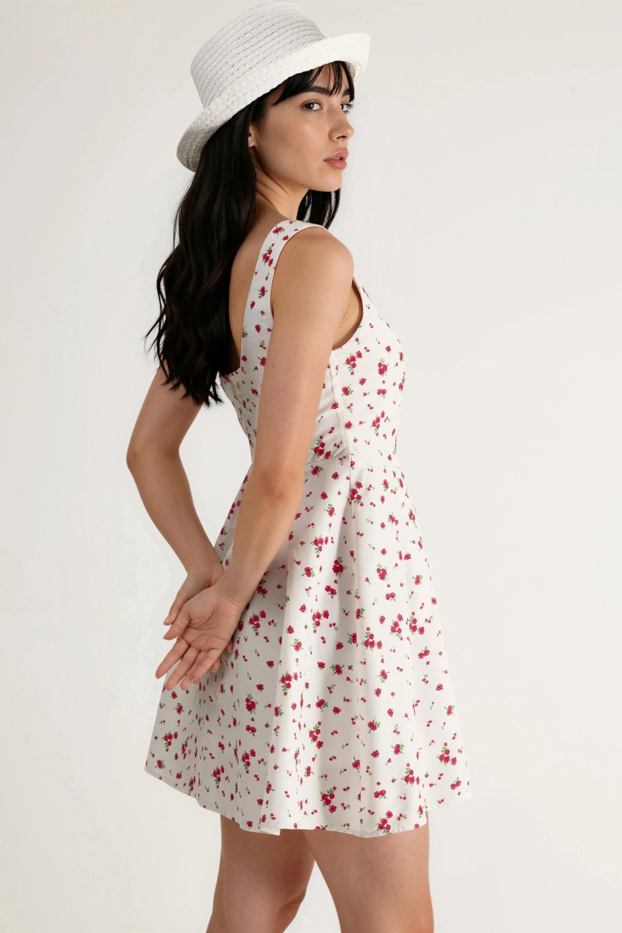 BUSEM Floral U Collar Mini Skater Dress 2