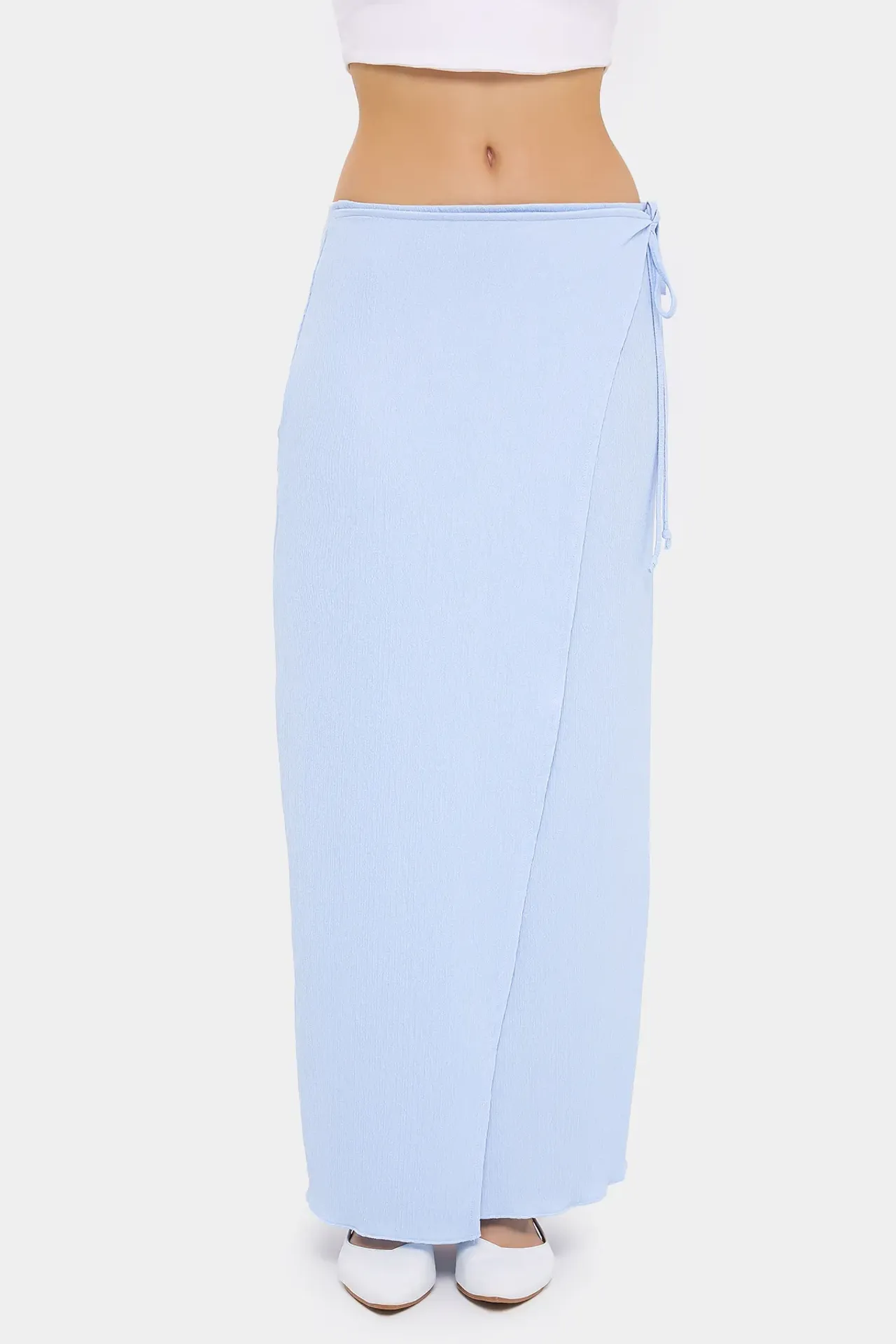Twisted Fabric Mid-Rise Skirt with Tie Waist