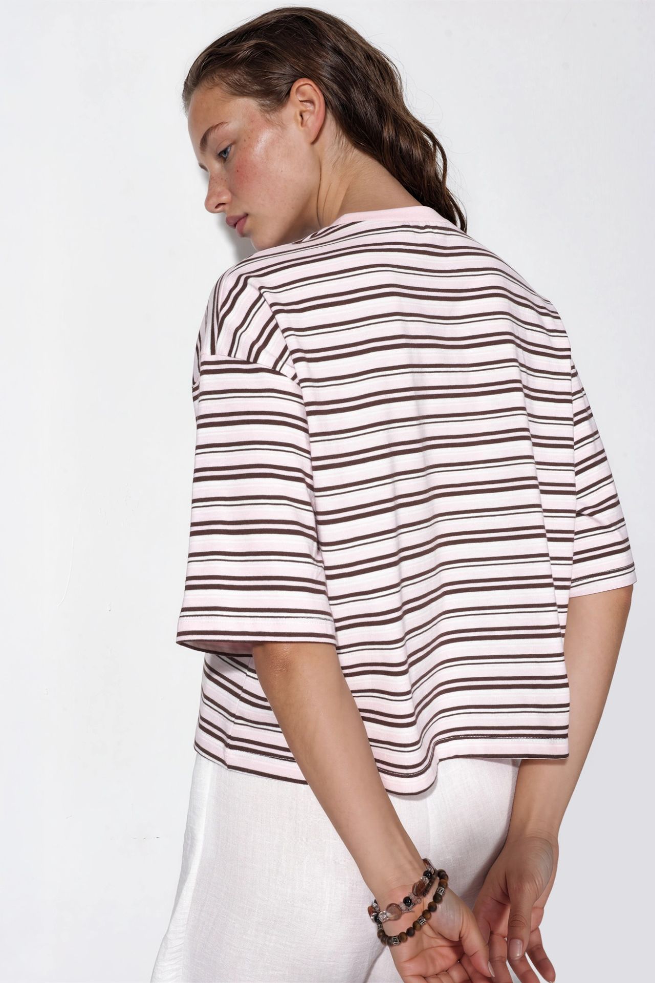 BUSEM Oversized Striped Cotton Crew Neck T-shirt 3