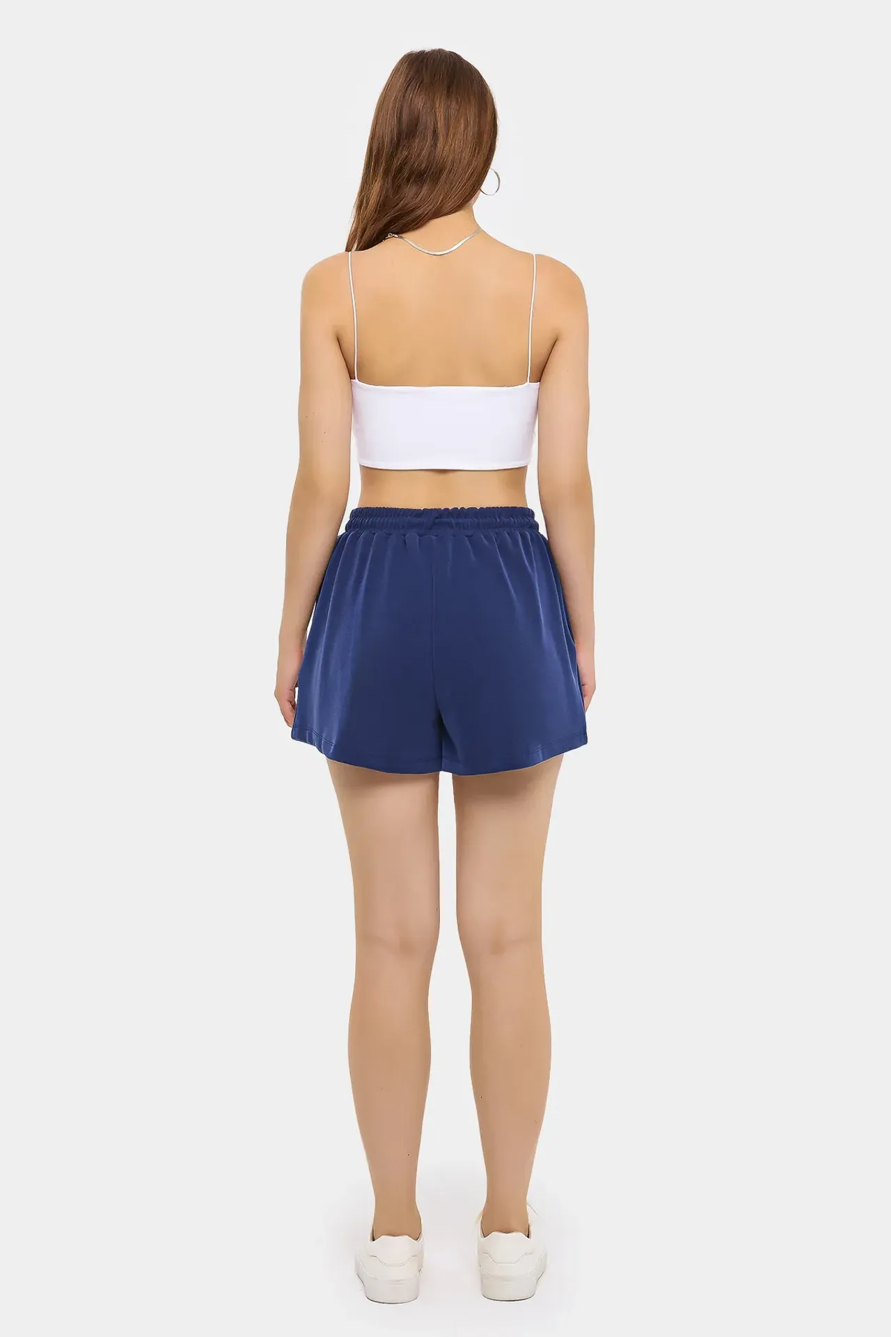 High-Waist Woven Shorts with Drawstring
