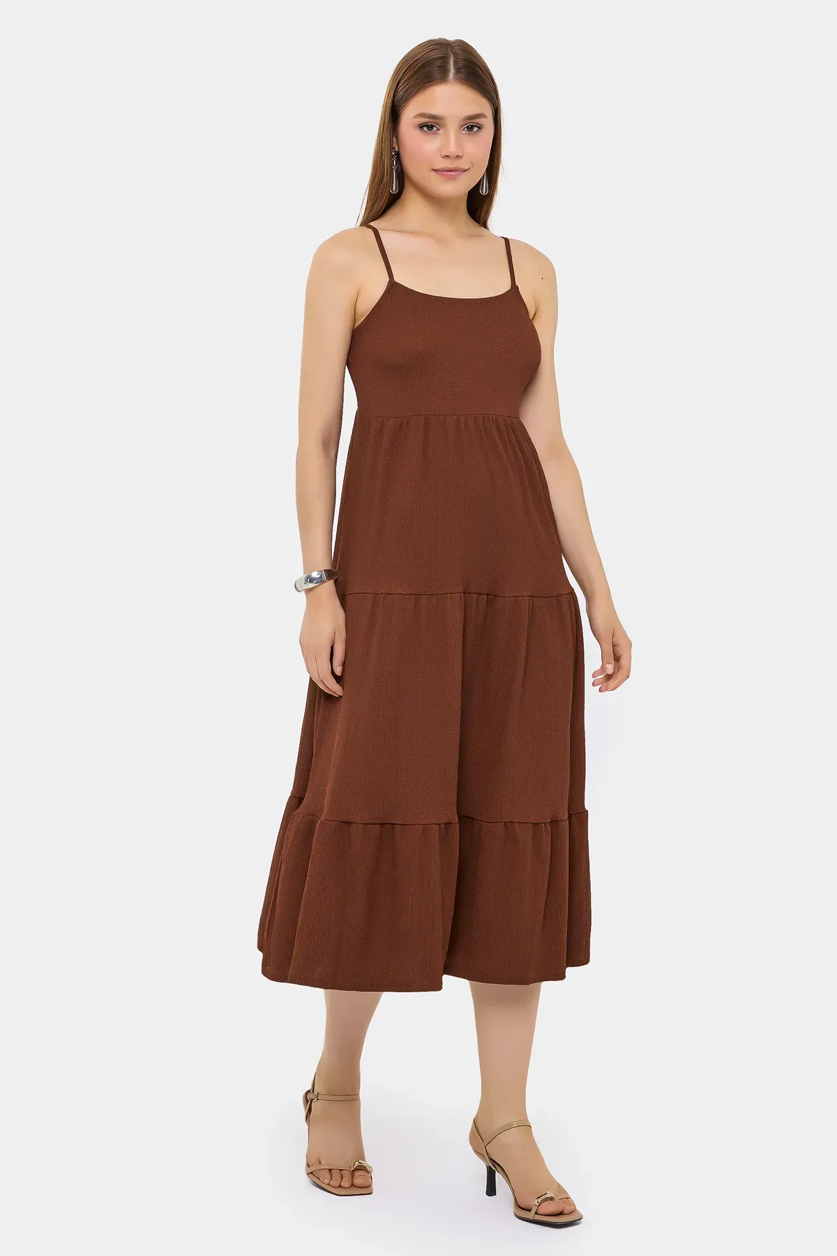 Spaghetti Strap Tiered Midi Dress 1