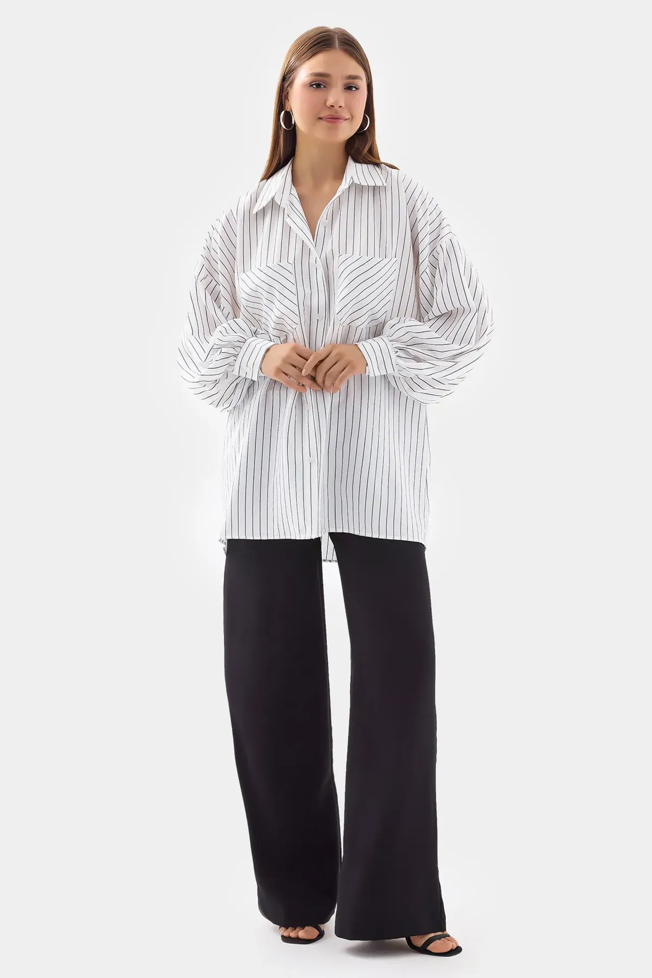 Relaxed Oversized Striped Long Sleeve Shirt