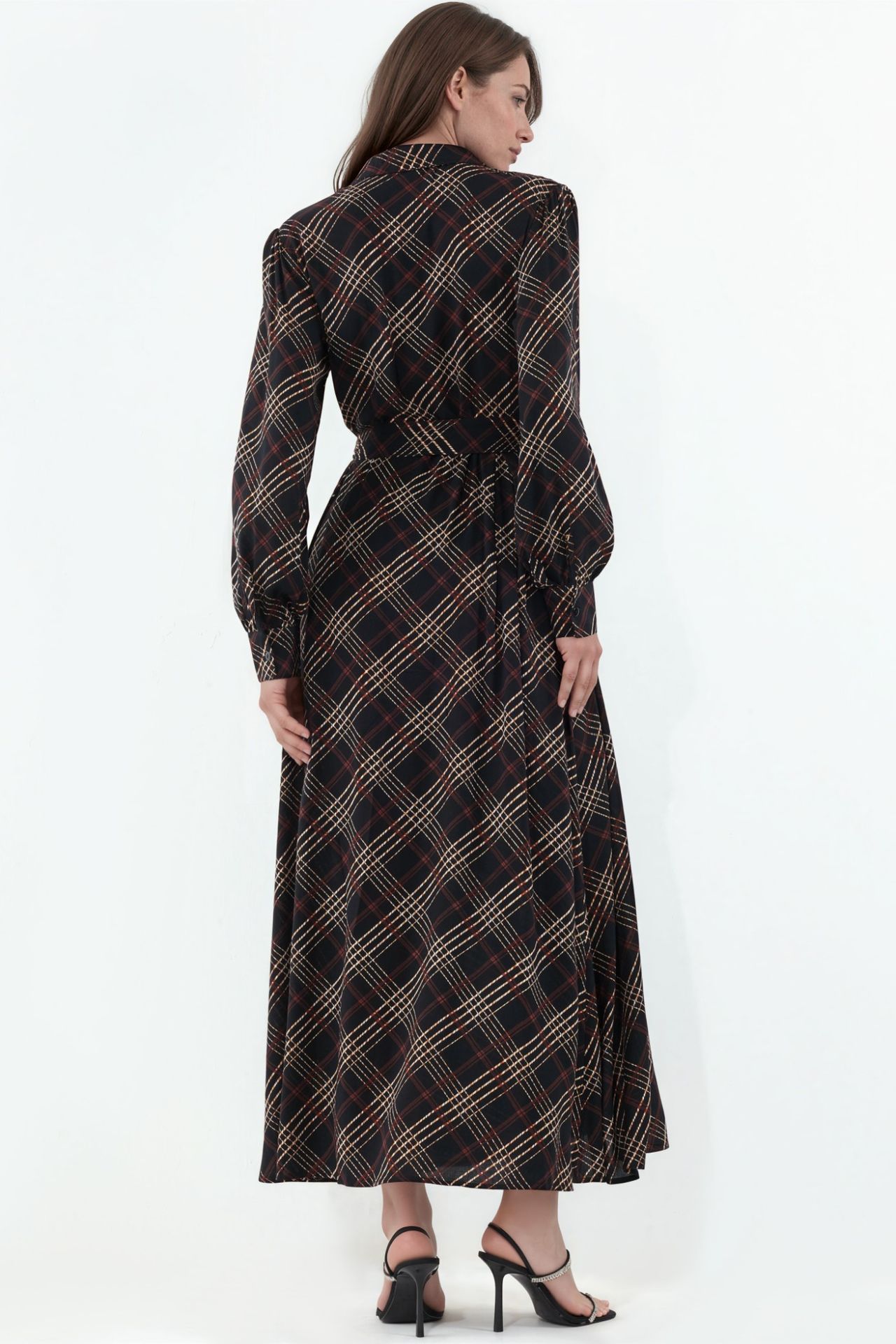 BDART Plaid Midi Shirt Dress with Button Closure