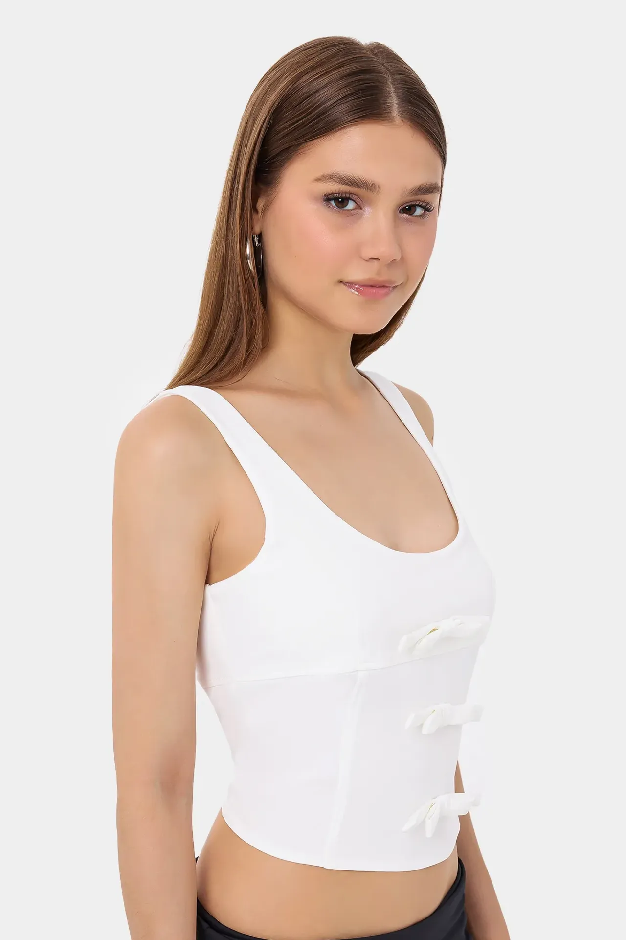 Sleeveless Bodycon Top with Bow Detail