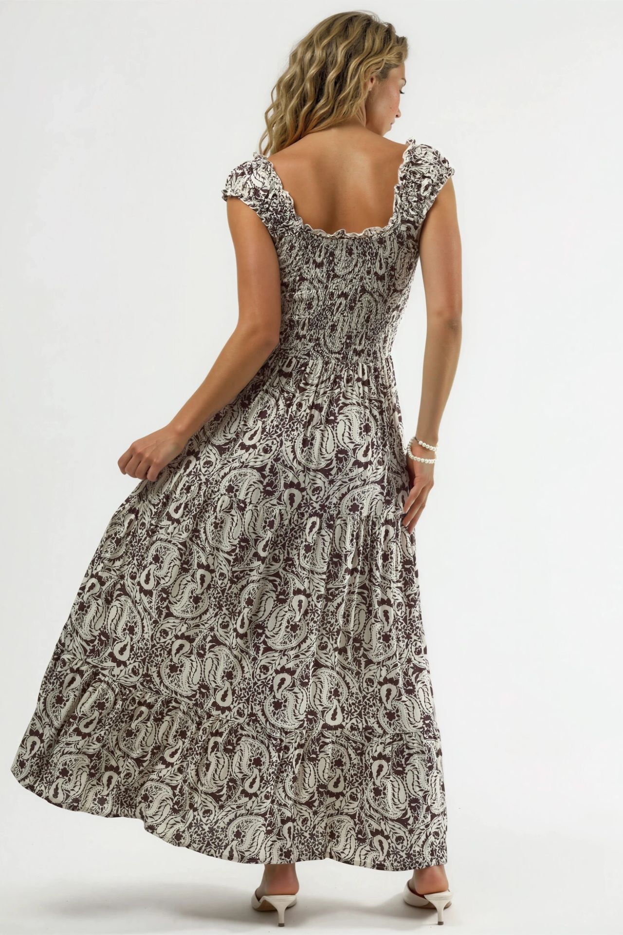BUSEM Paisley Print Maxi Dress with Square Collar 3