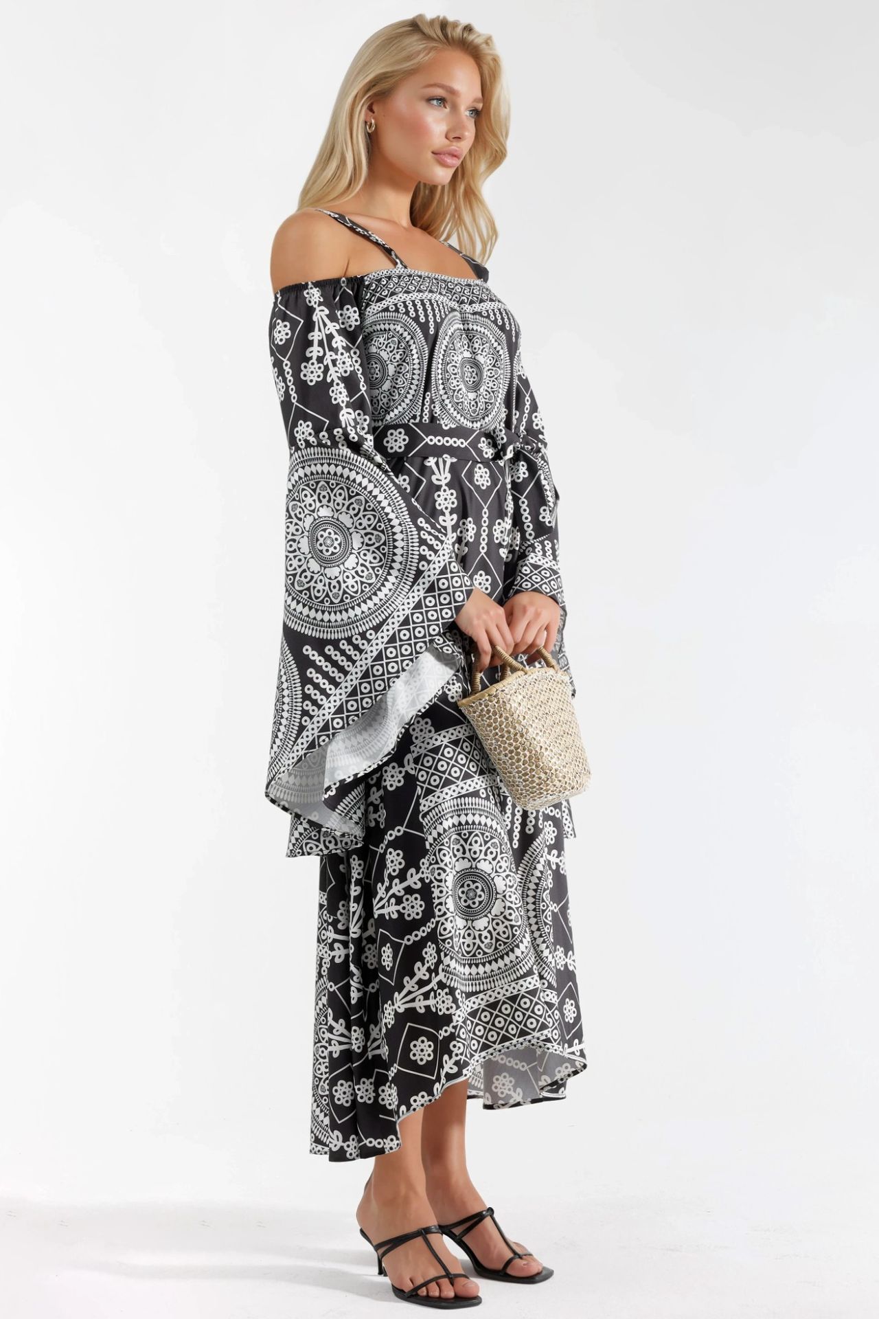 MSN Strapless Geometric Cut Out Maxi Dress 4