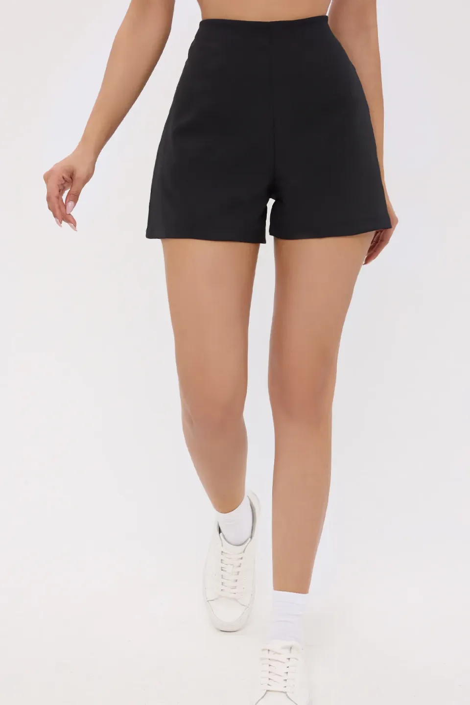 High-Waist Solid Woven Shorts