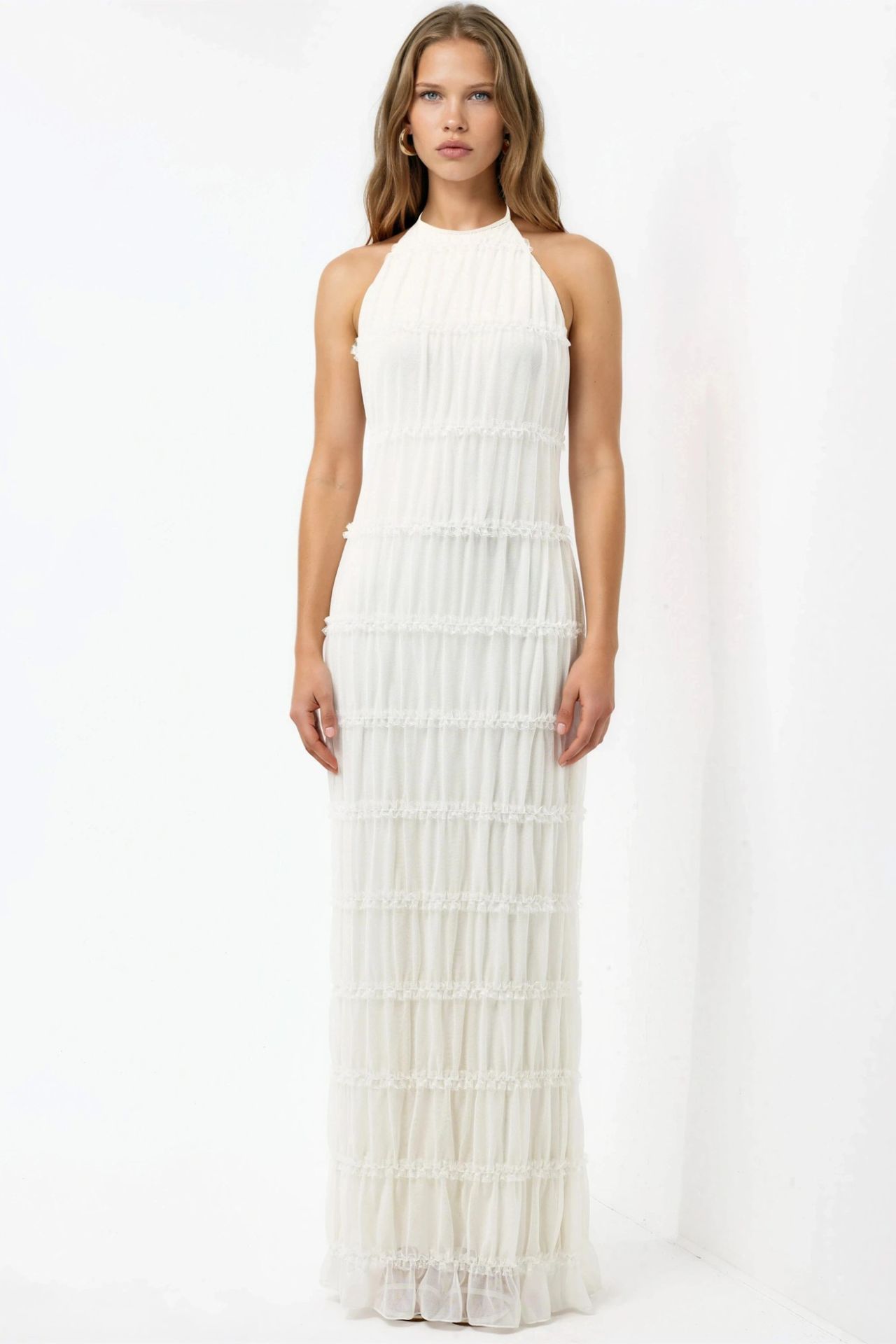 Halter Neck Textured Maxi Dress 8