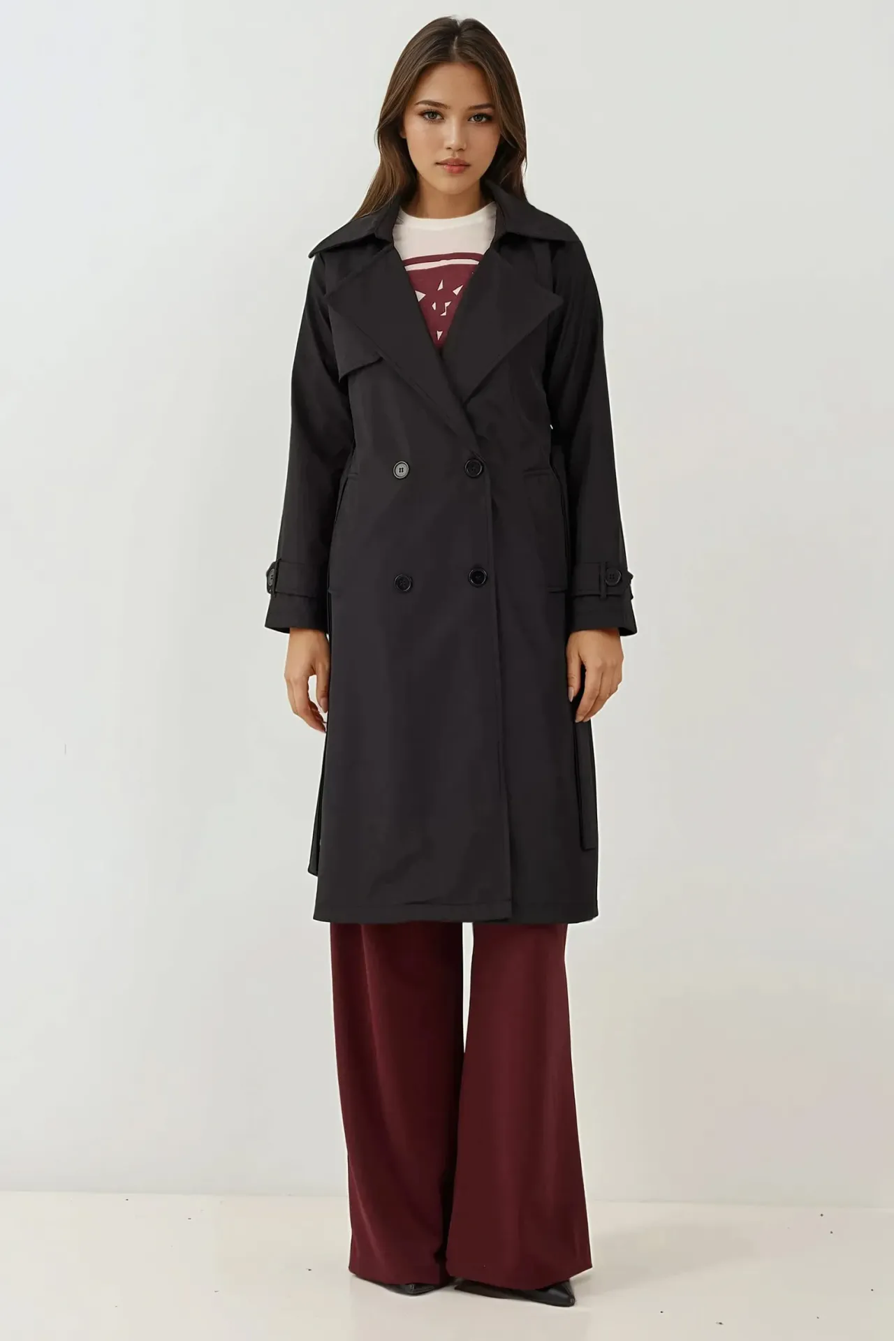 BDART Belted Long-Sleeve Trench Coat 2