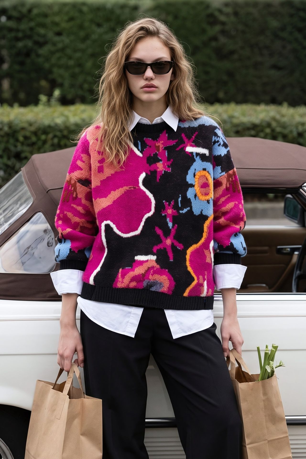 Jacquard Oversized Knit Sweater 6
