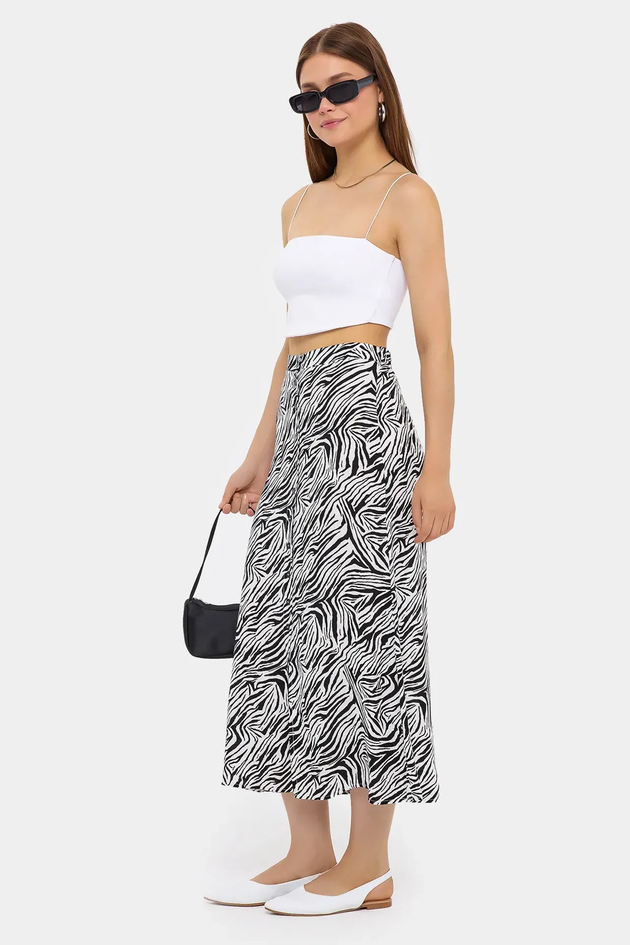 Floral High Waist Buttoned Maxi Skirt