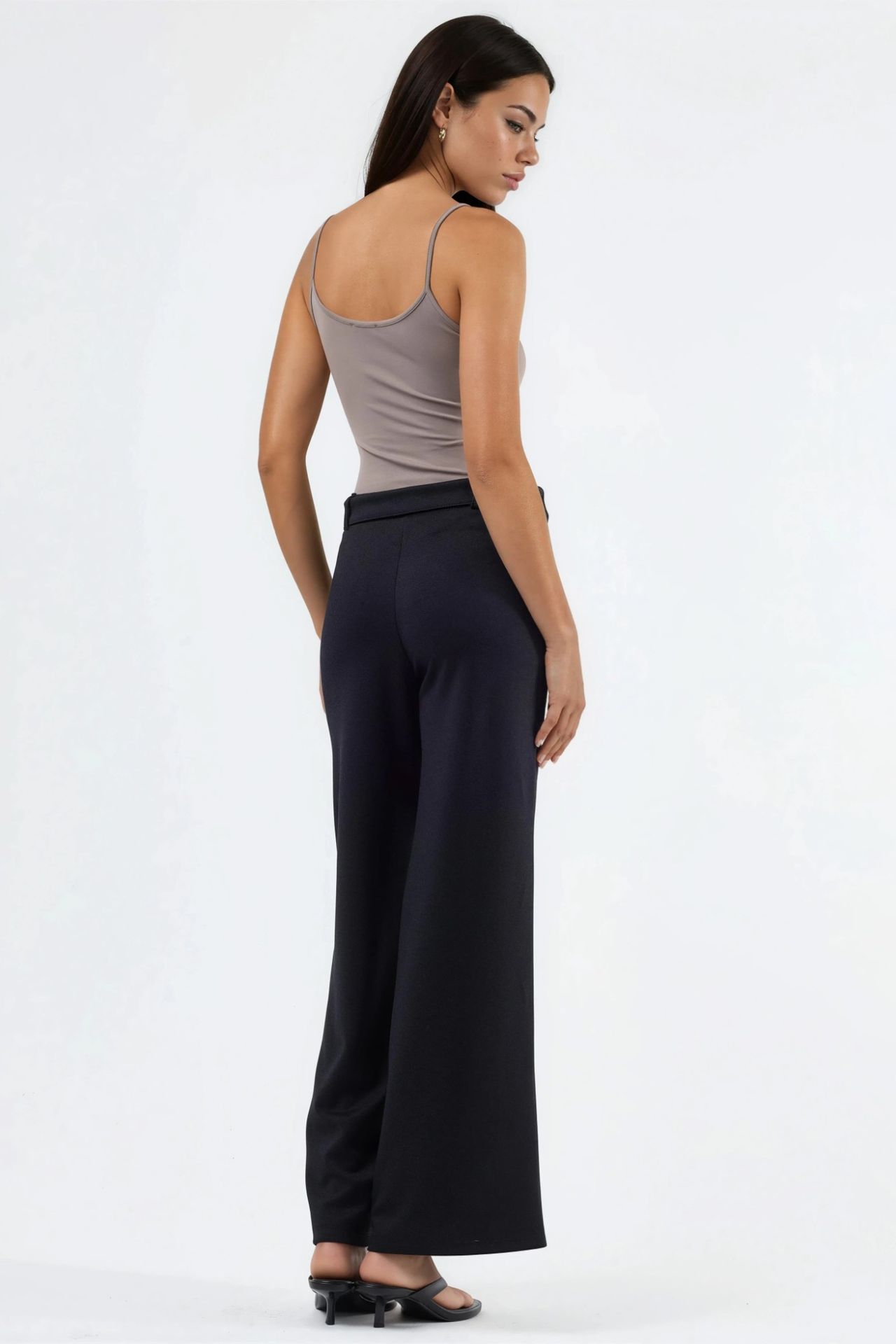 BUSEM High Waist Belted Straight Leg Pants