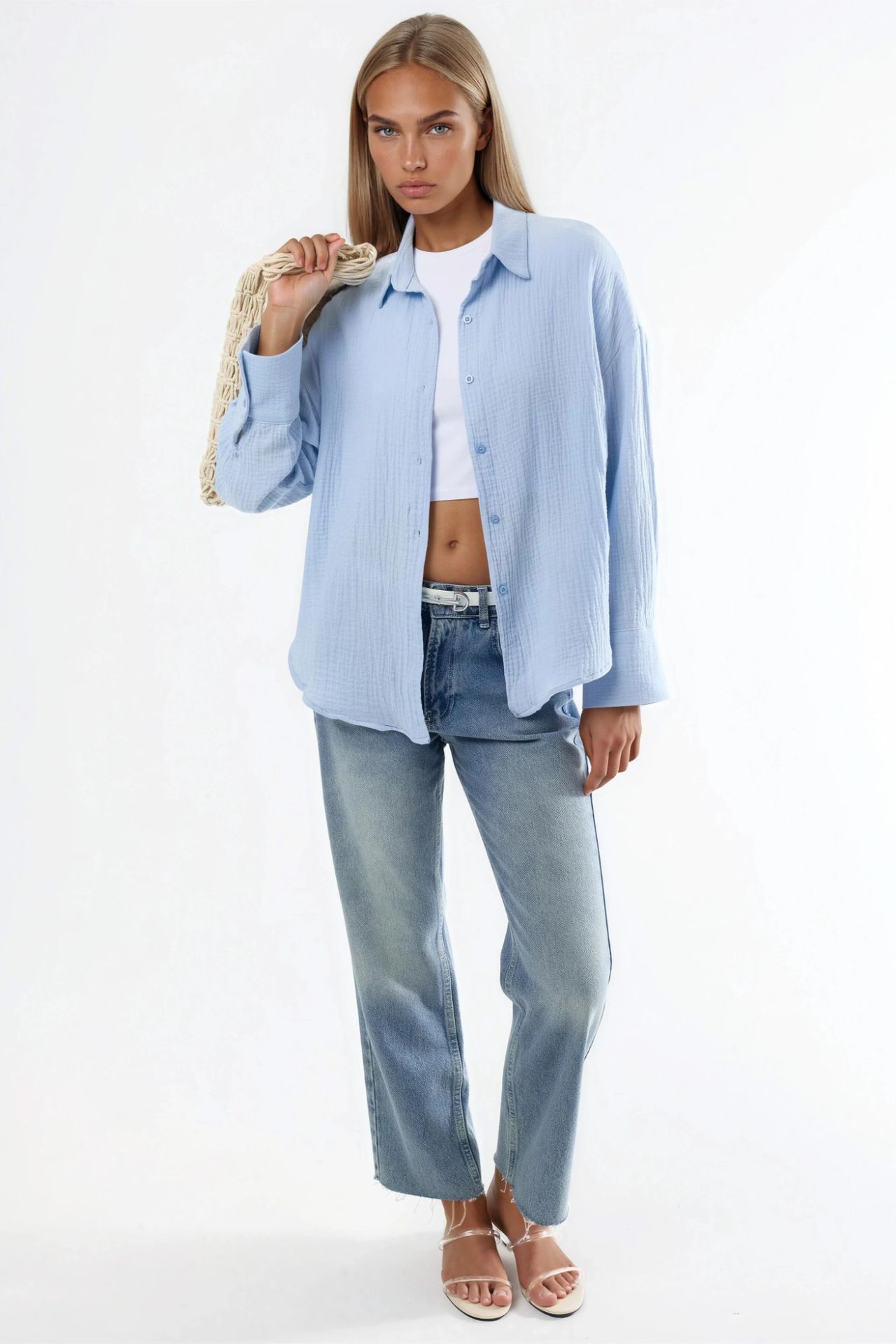 BUSEM Textured Woven Cotton Button-Up Shirt 6