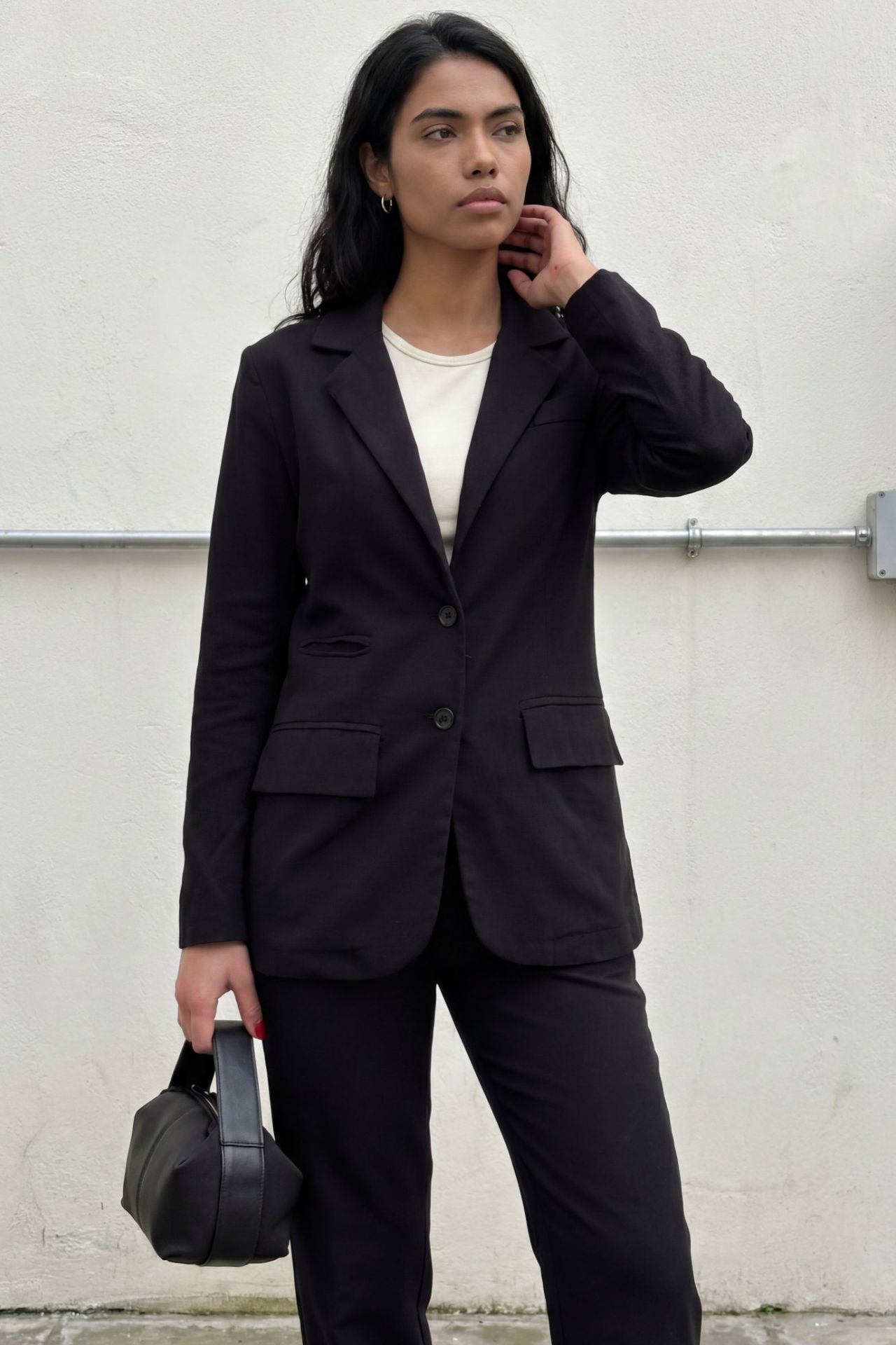 MY FASHION Buttoned Jacket Collar Two-Piece Set 3