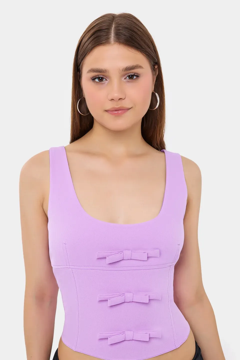 Sleeveless Bodycon Top with Bow Detail