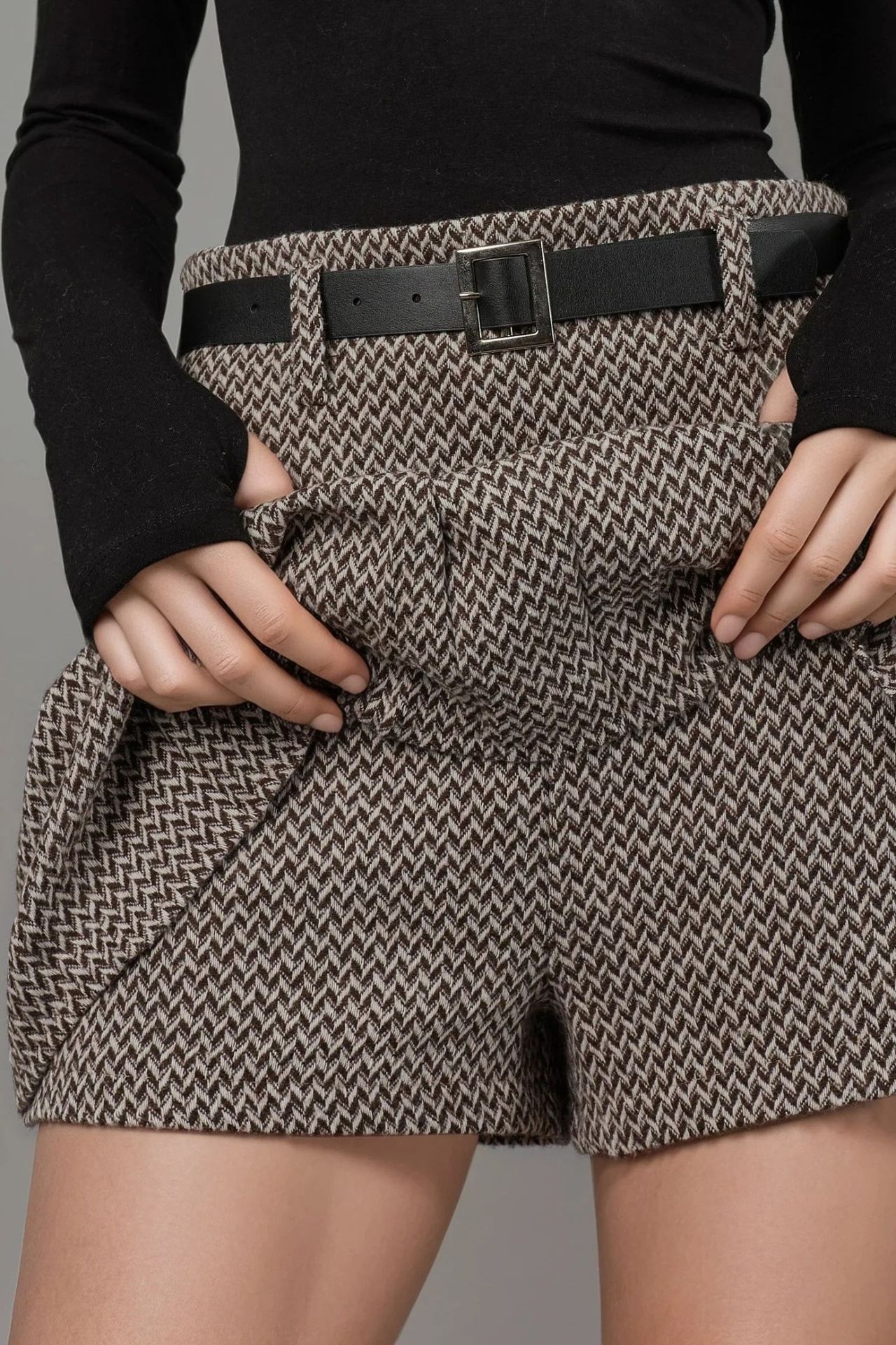 High Waist Pleated Mini Skorts 2