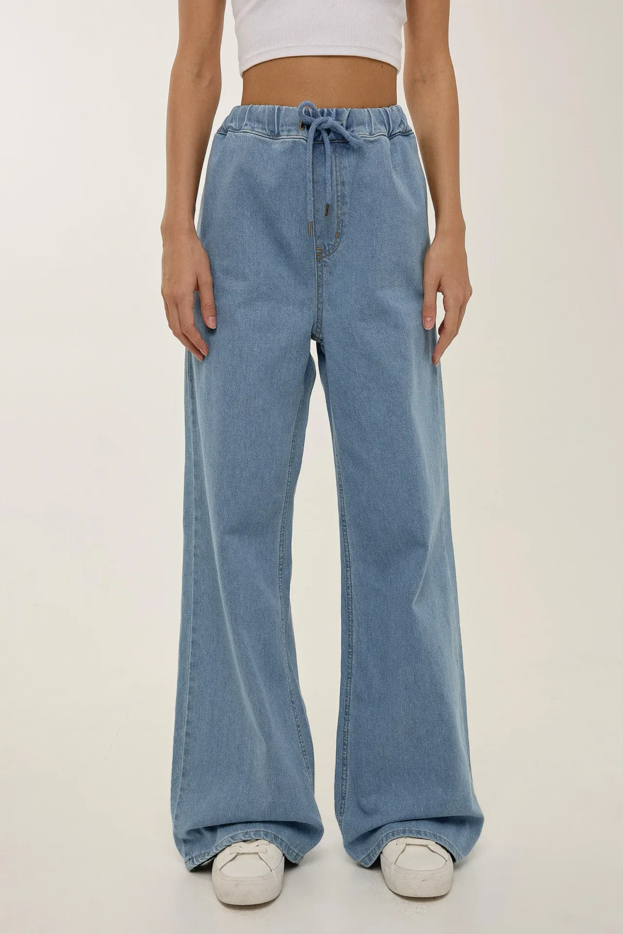 Corded High Waist Wide Leg Jeans