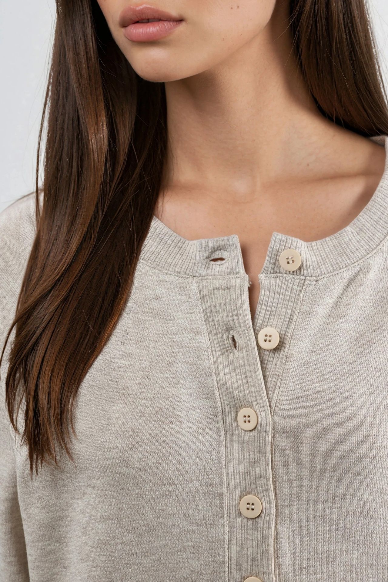 BUSEM Crew Neck Buttoned Cardigan