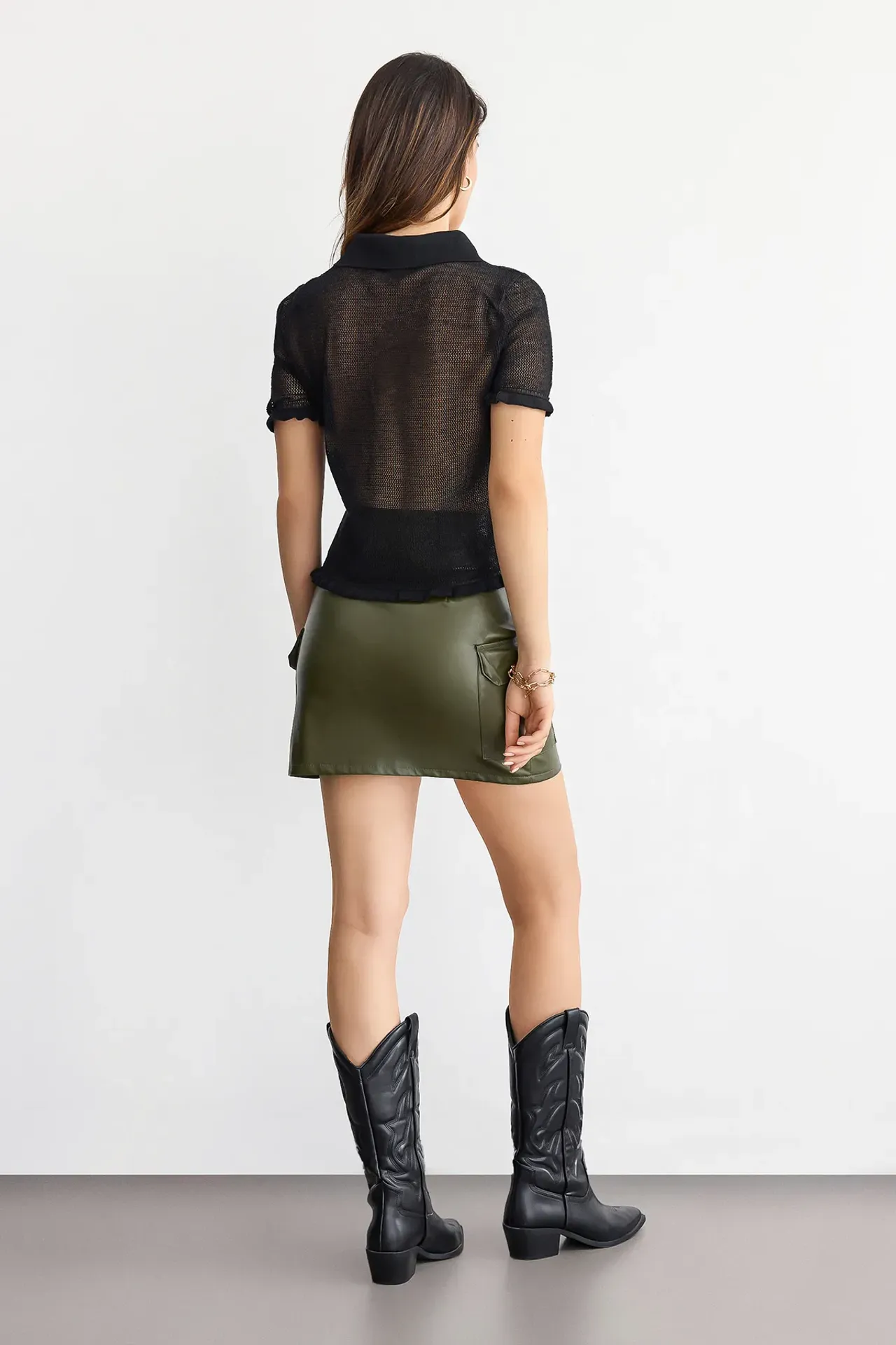 Vintage Floral Mesh Buttoned T-Shirt