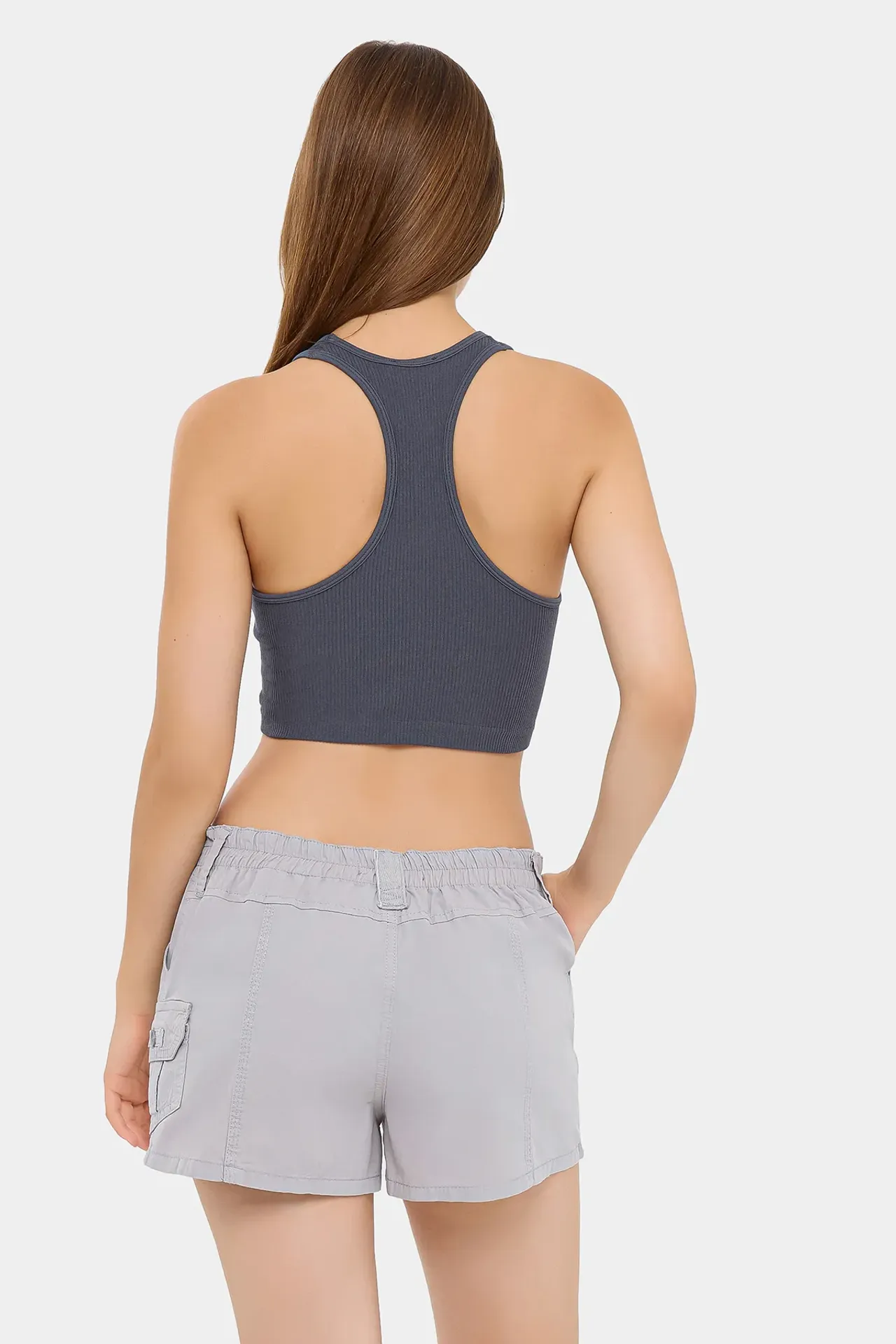 Ribbed Halter-Neck Cropped Top