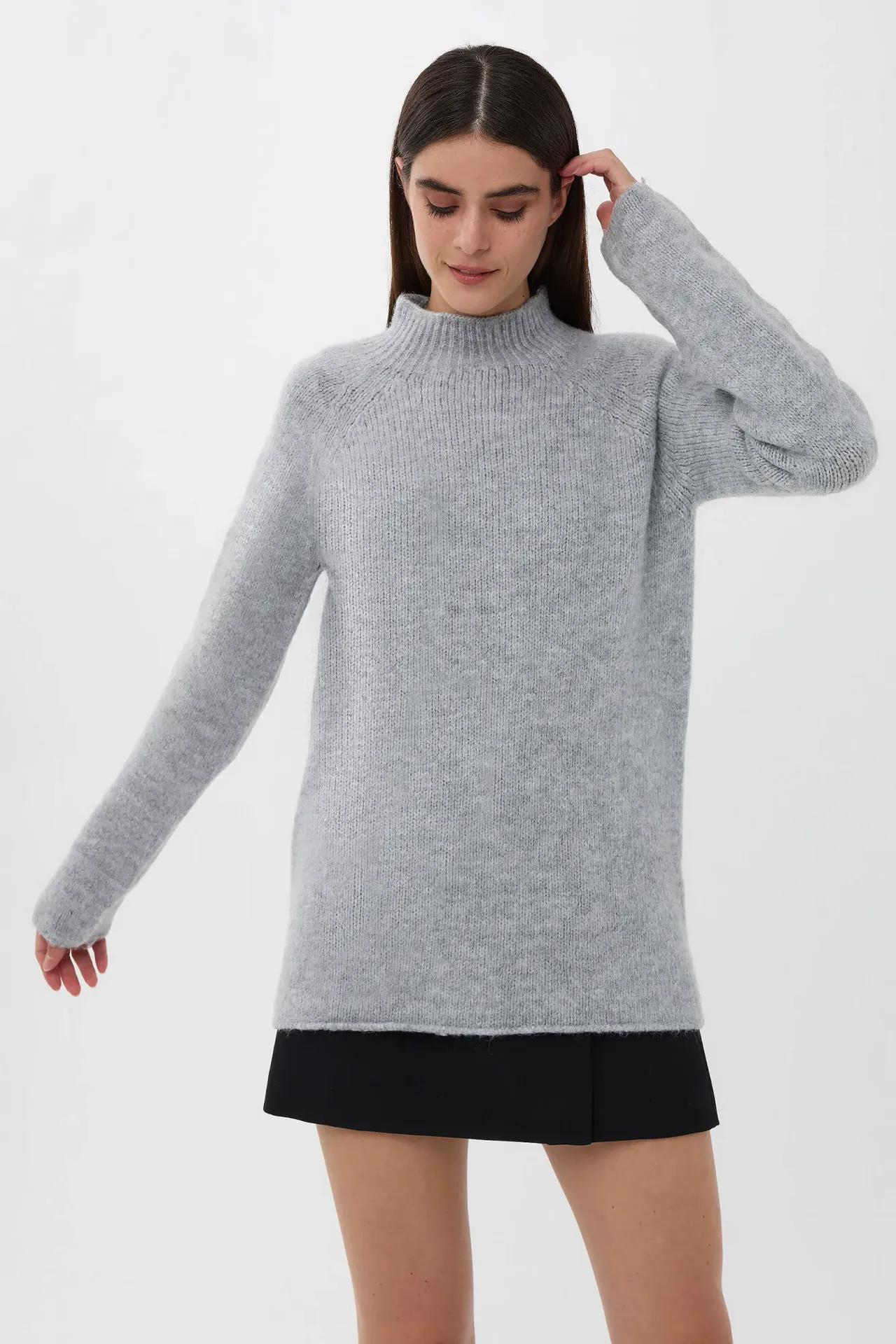 Oversized High-neck Knit Sweater