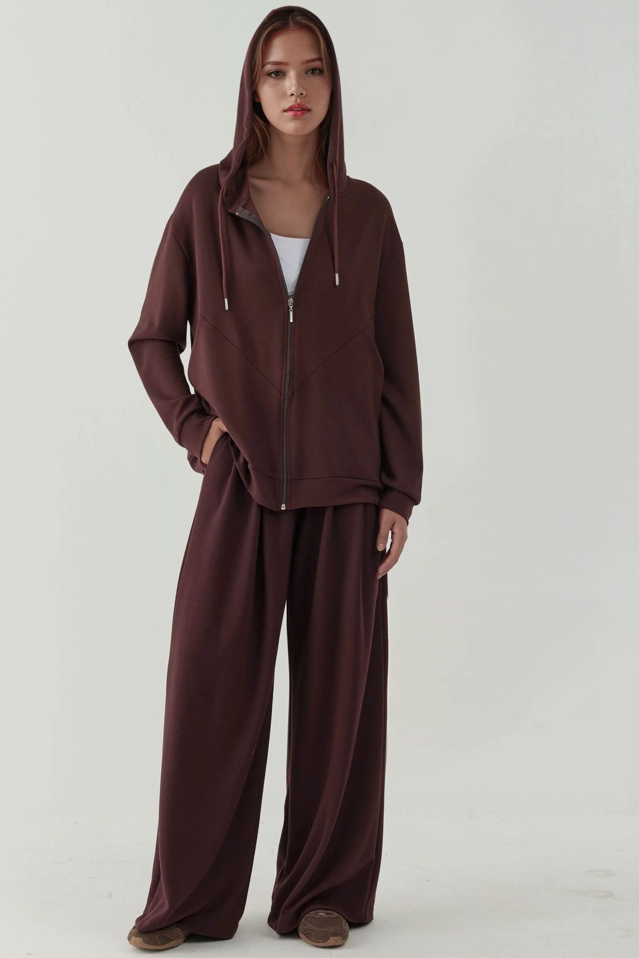 Modal Touch Fermuarlı Kapşonlu Sweatshirt 4