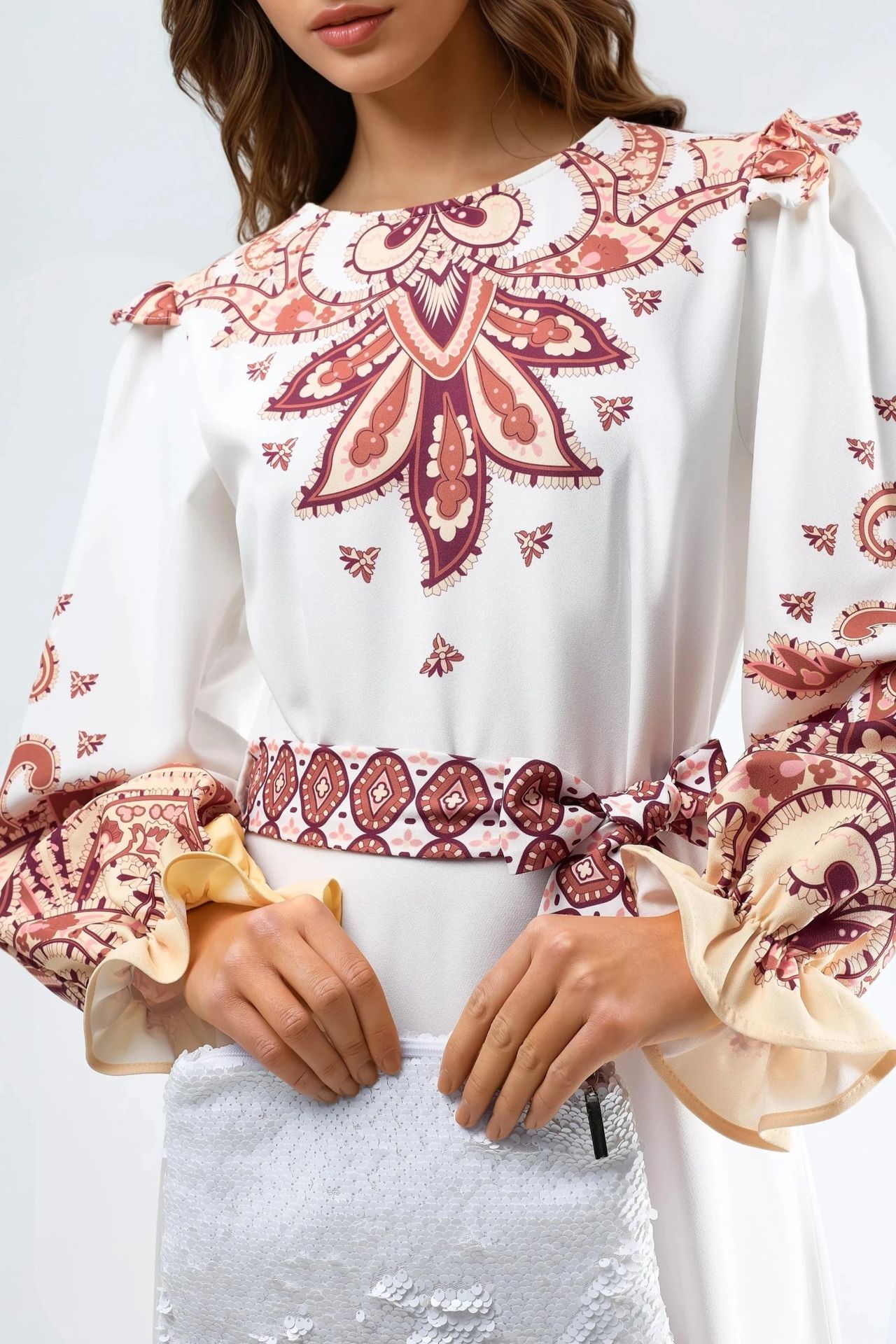 MSN Paisley Print Maxi Dress with Tie Detail 5