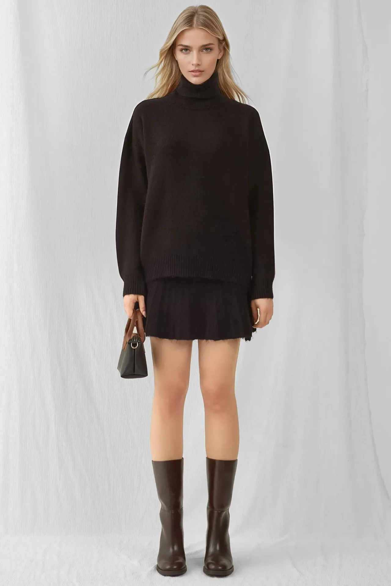 BDART Textured Oversized Turtleneck Knit Co-Ord Set 6