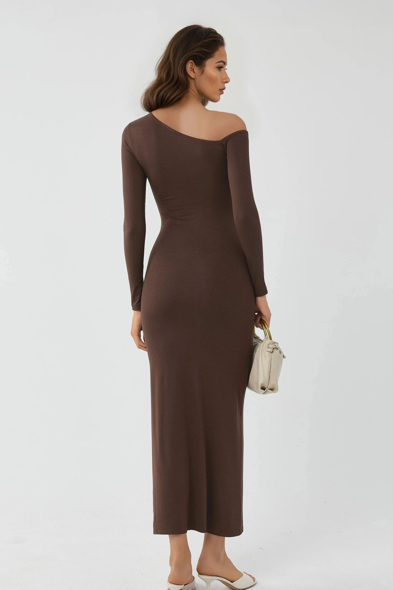 BUSEM Asymmetrical Collar Maxi Dress with Slit 3