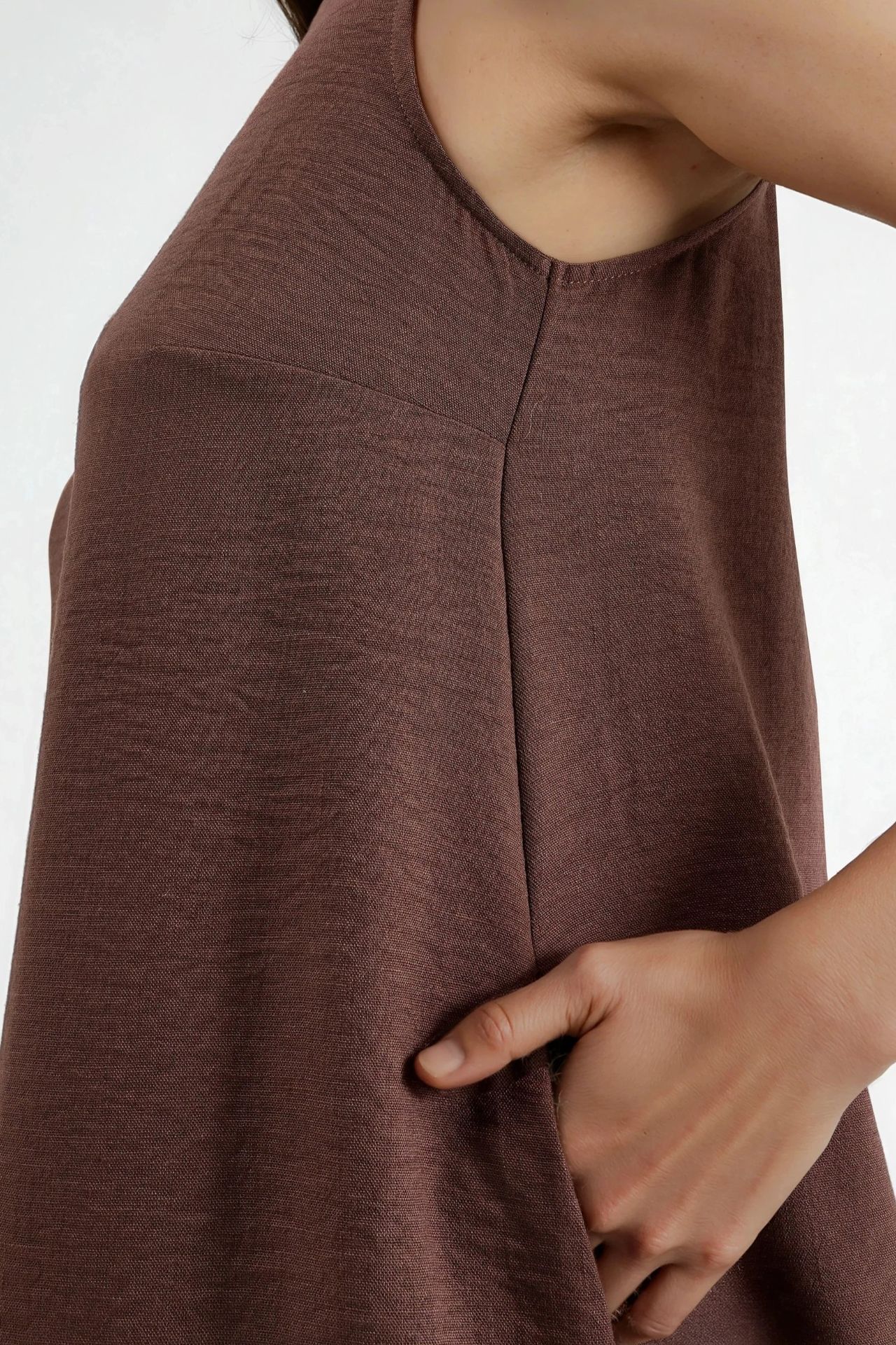 Linen Feel Sleeveless Crew Neck Midi Dress 4