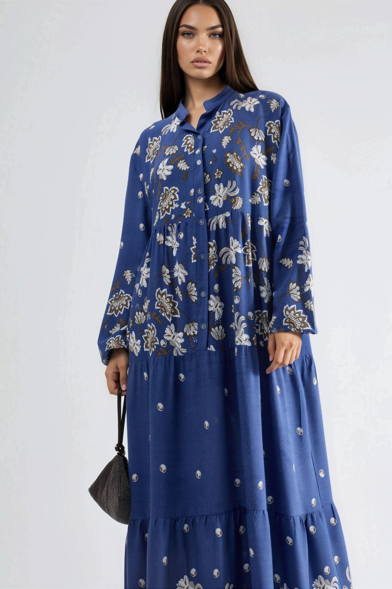 Patterned V-Neck Maxi Dress 4