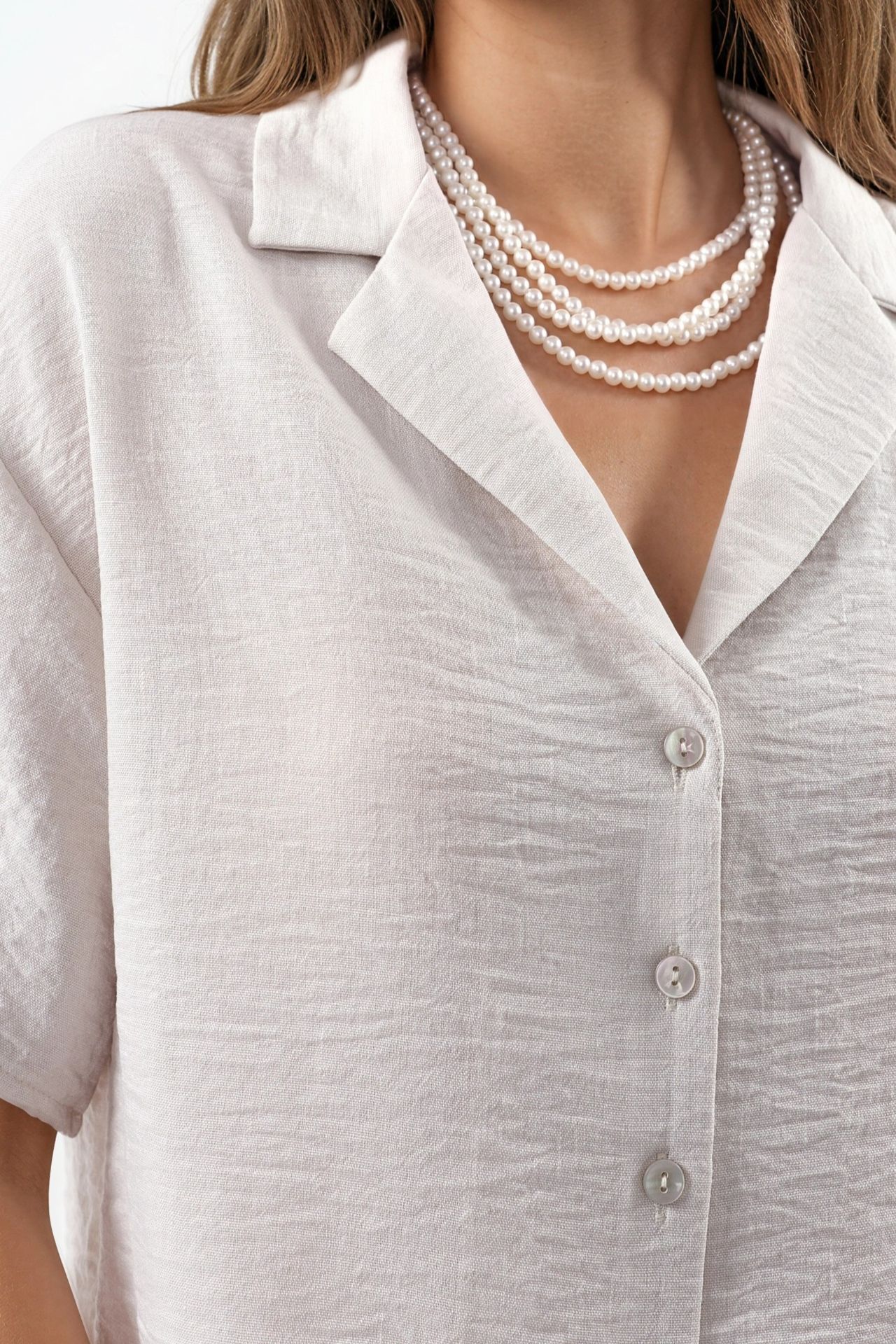 BUSEM Textured Crop Shirt with Button Closure 4