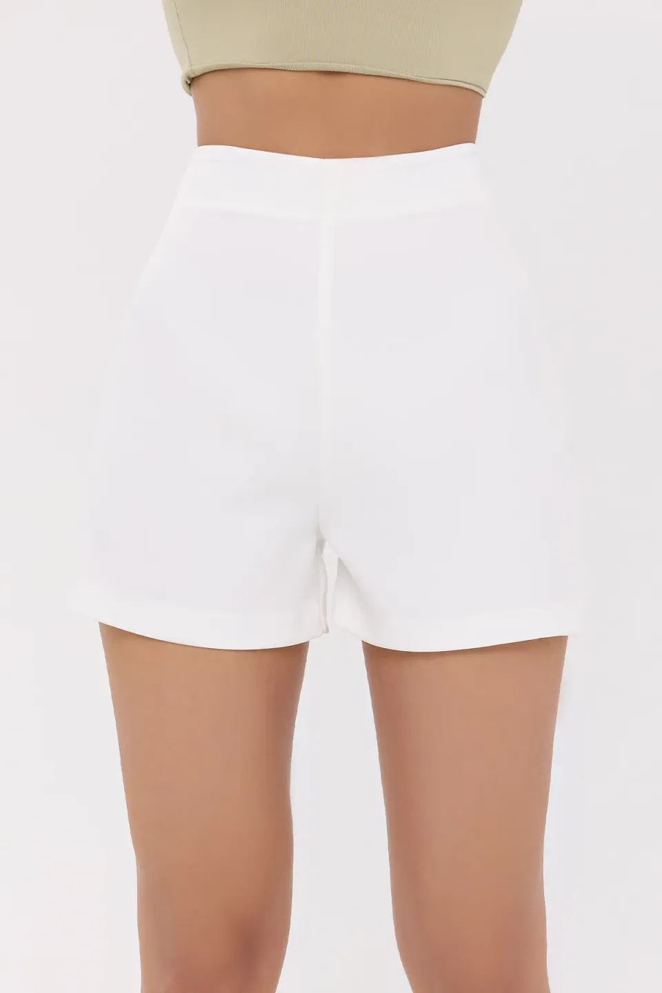 High-Waist Solid Woven Shorts