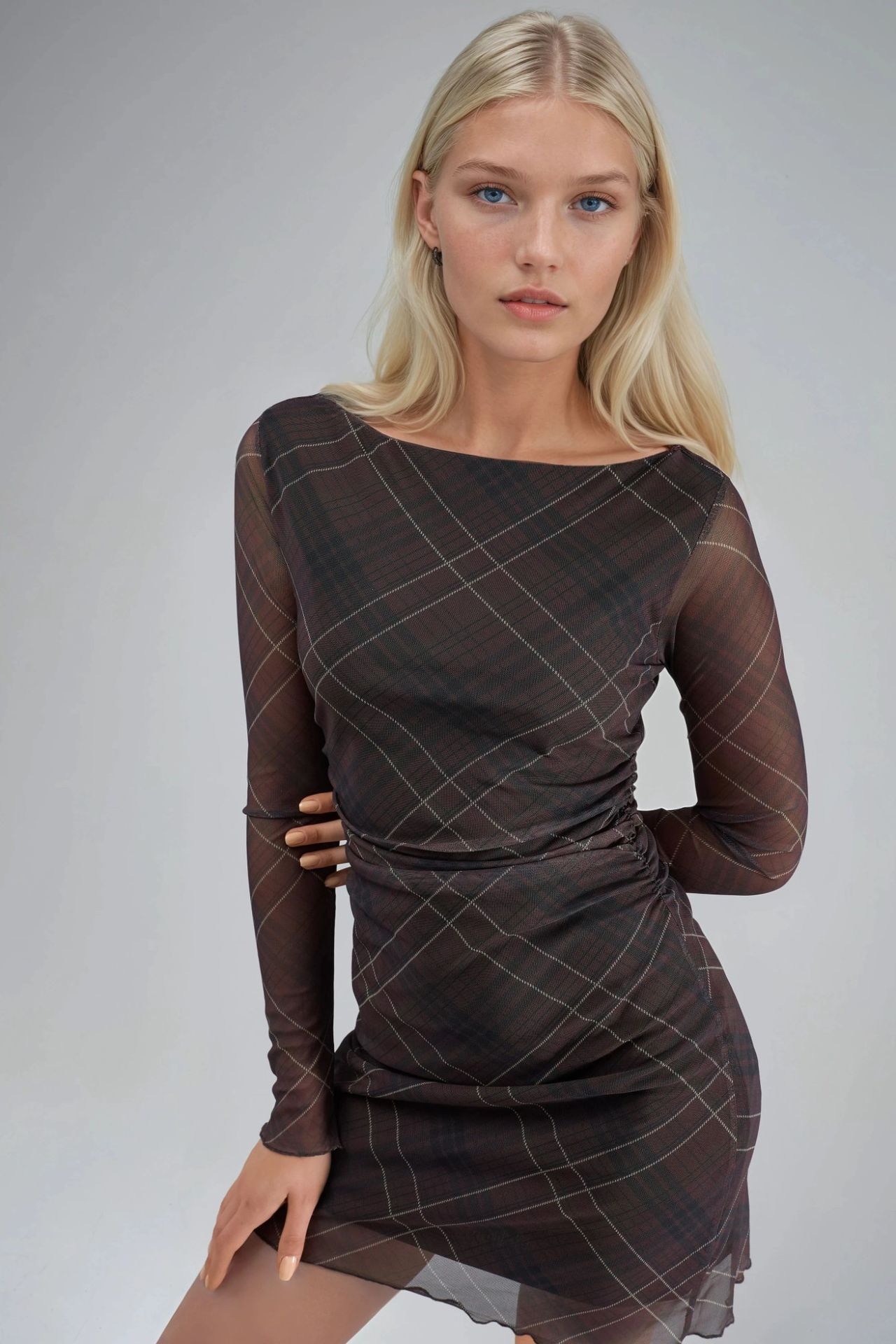 BUSEM Plaid Tulle Mini Dress 1