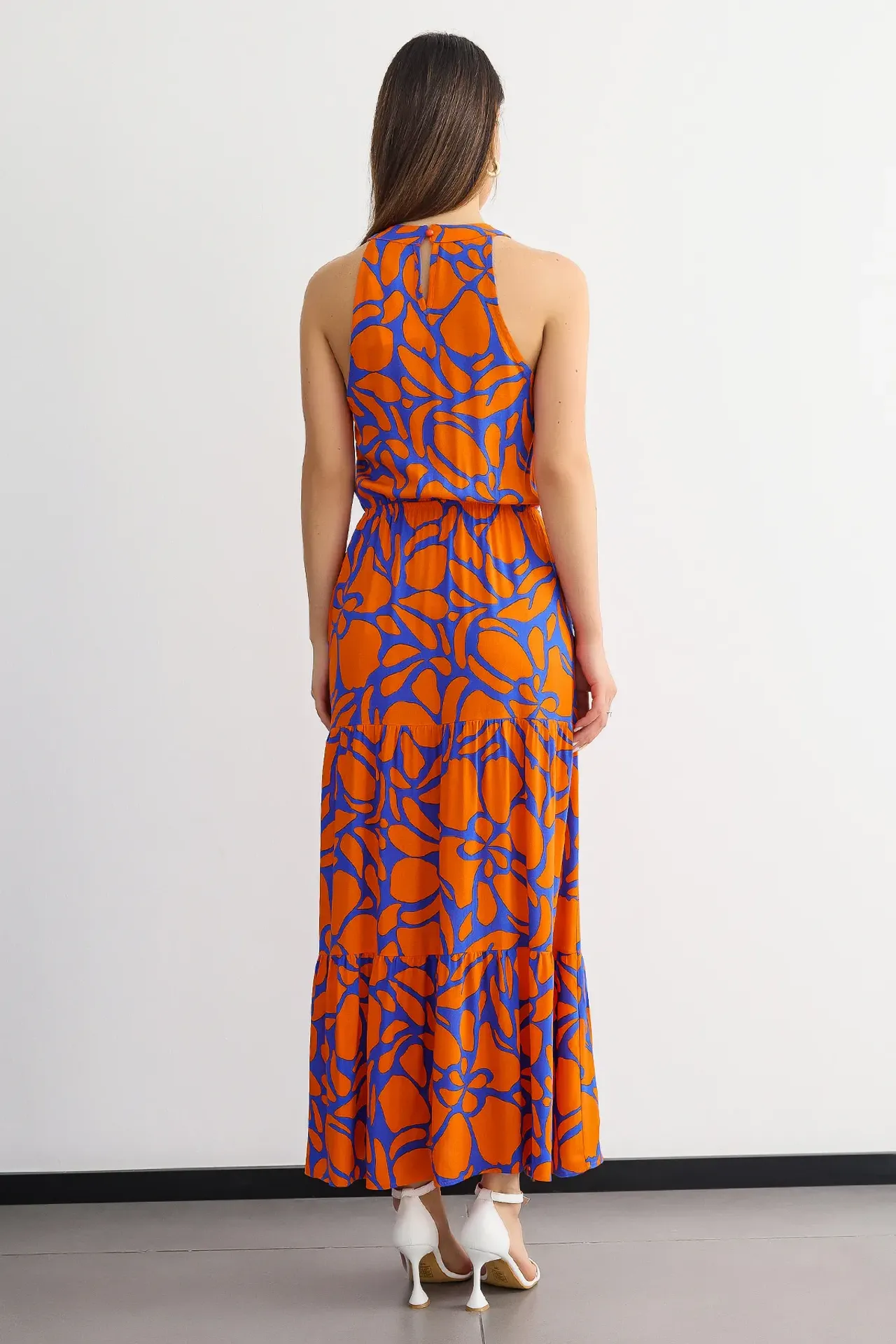 Floral Halter-Neck Maxi Dress