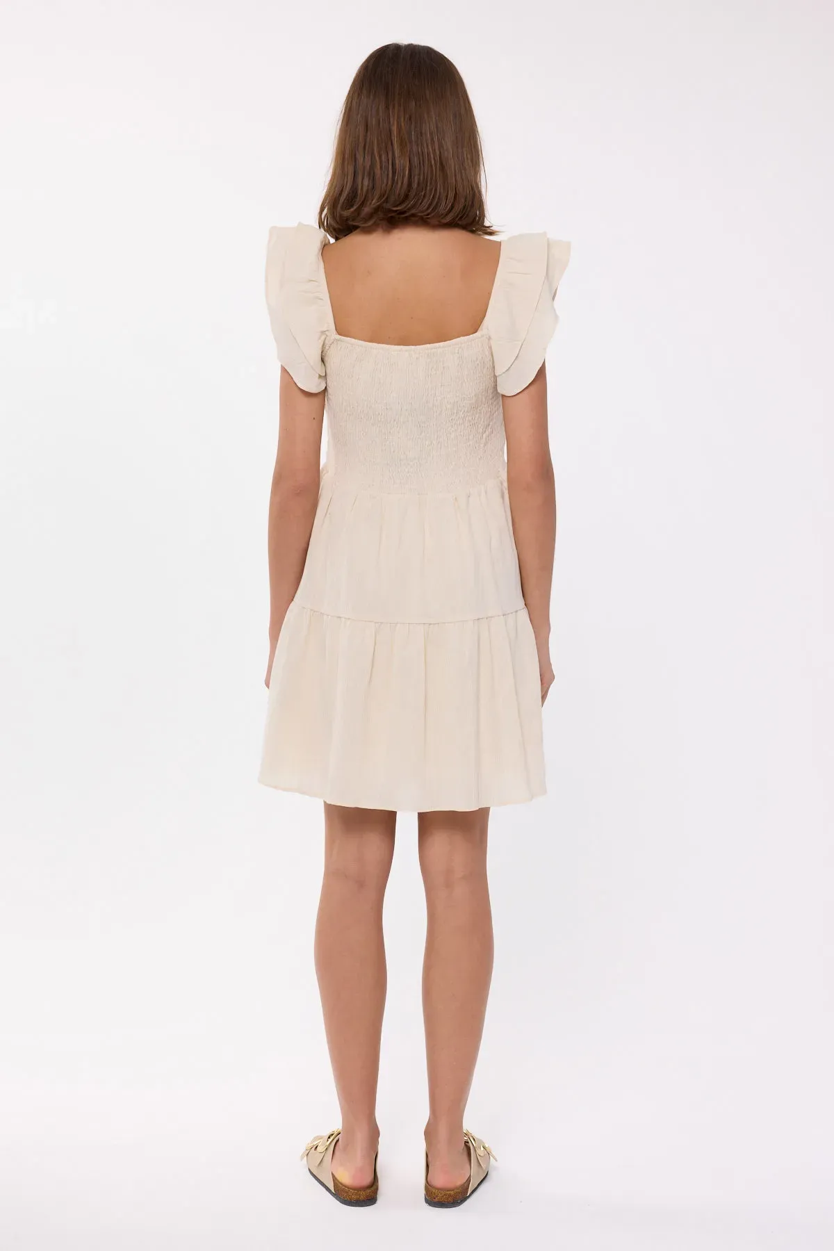 Crochet Tiered Mini Dress with Flutter Sleeves 5