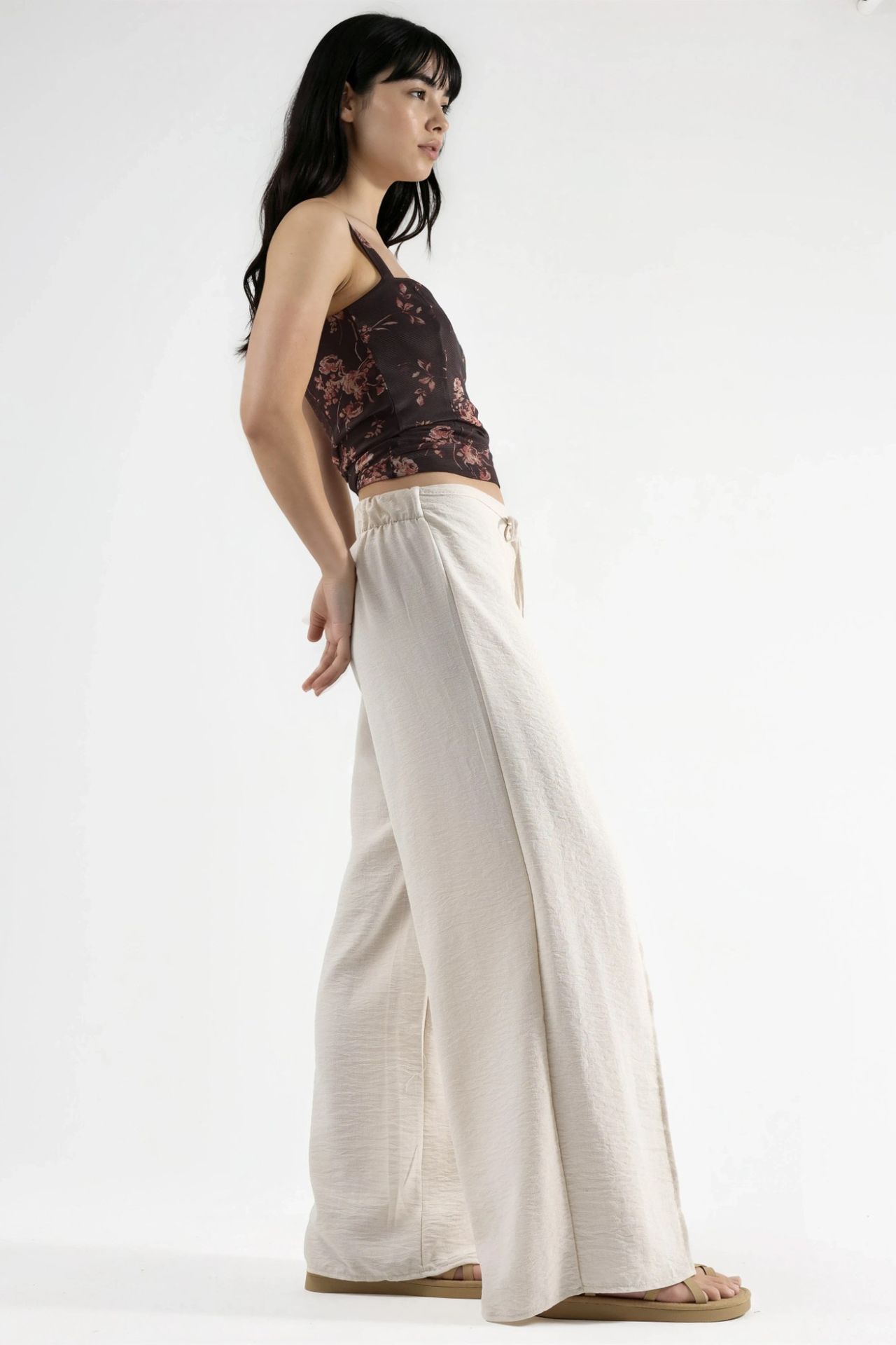 BUSEM Drawstring Waist Crepe Trousers with Tie Detail 2