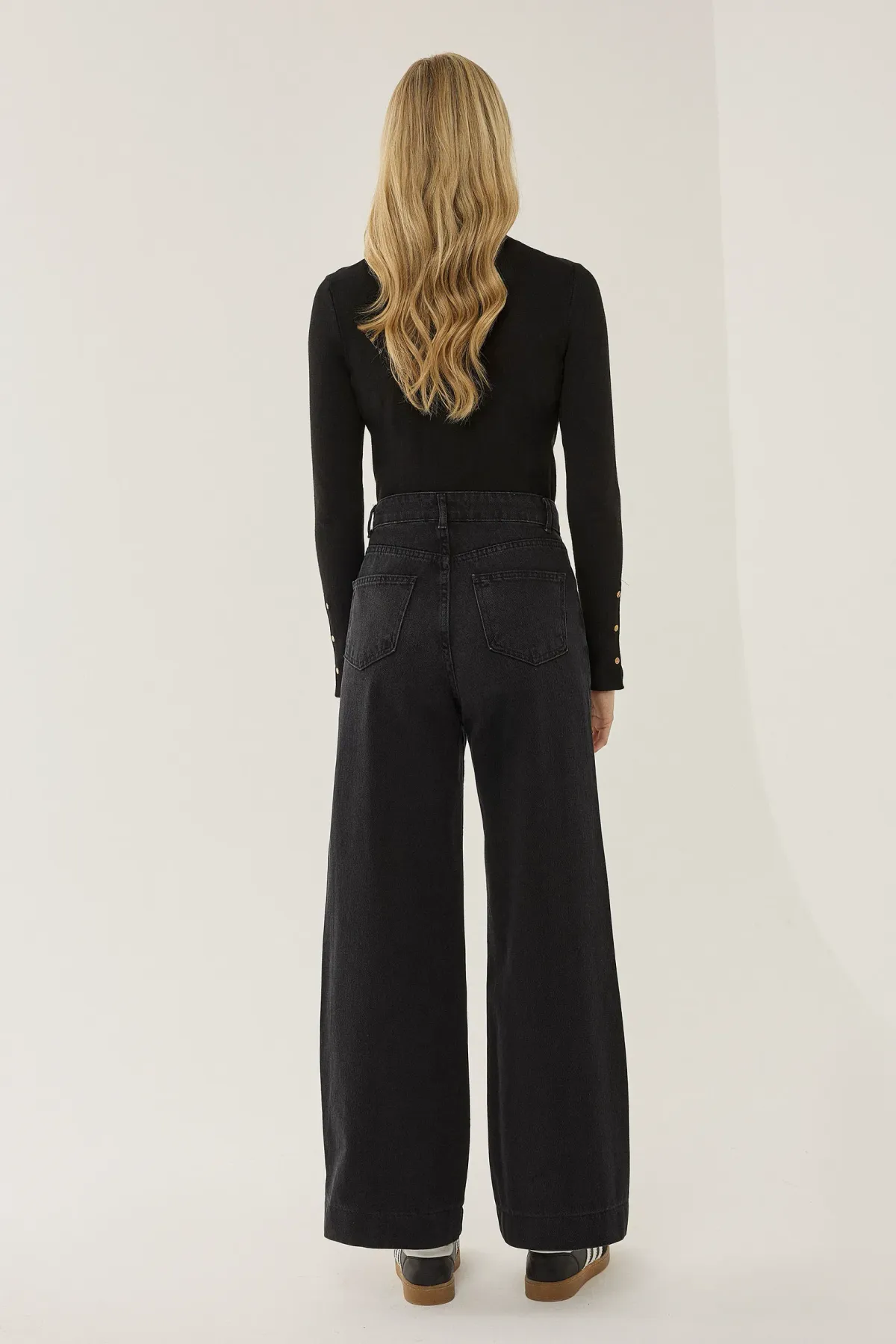 Washed Effect Wide Leg Denim Jeans 6