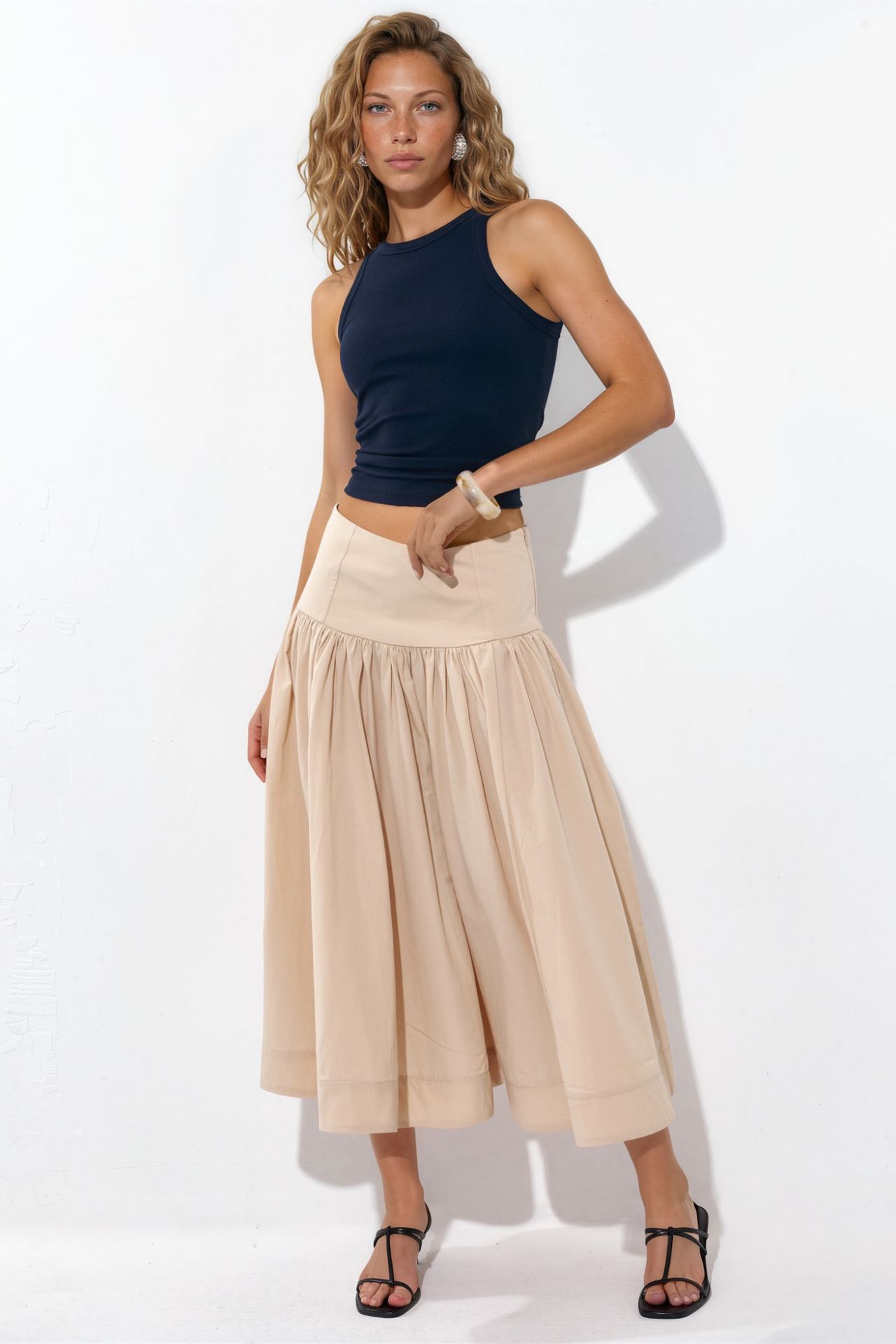 BUSEM High-Waist A-Line Midi Skirt 5