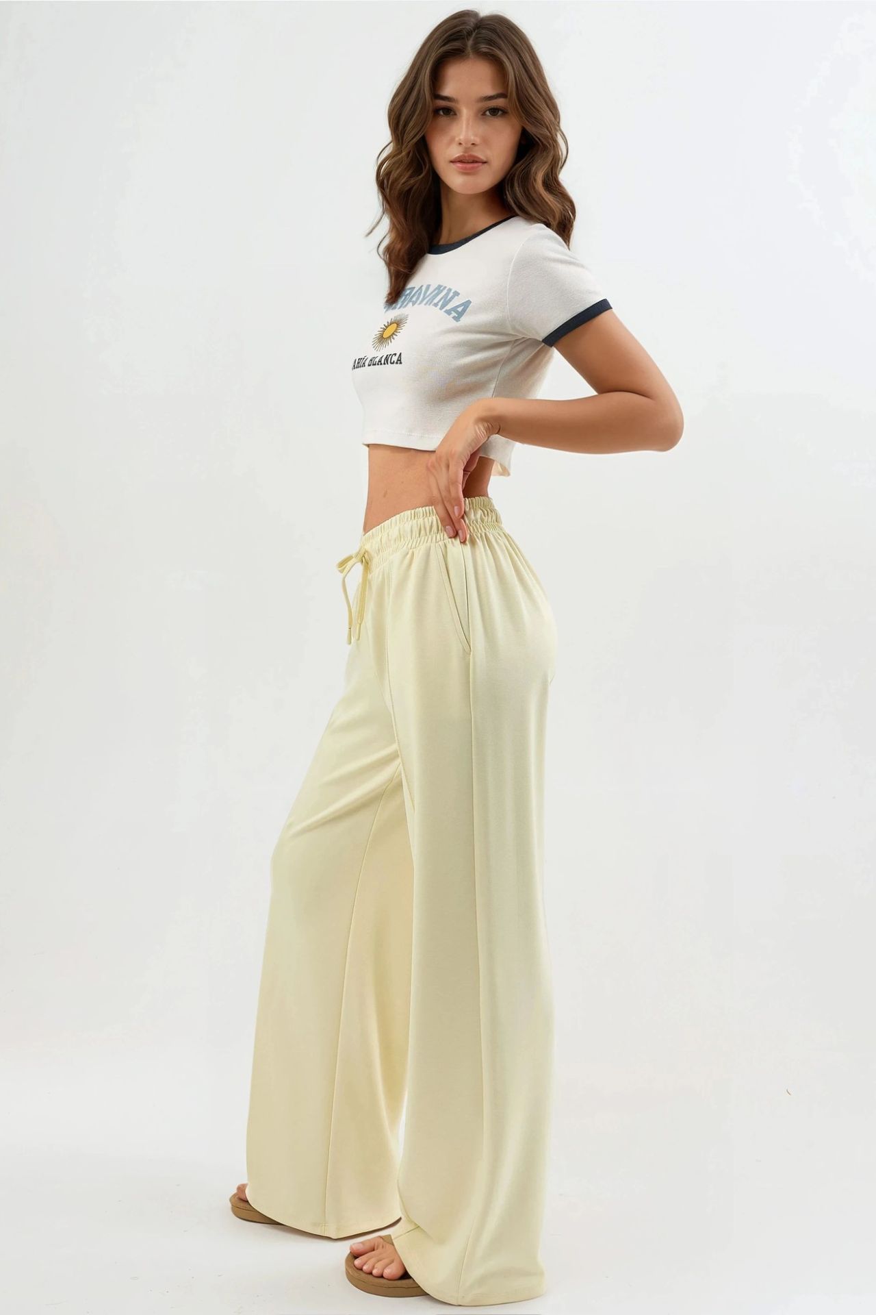 BUSEM Elastic Waist Straight Leg Pants 2