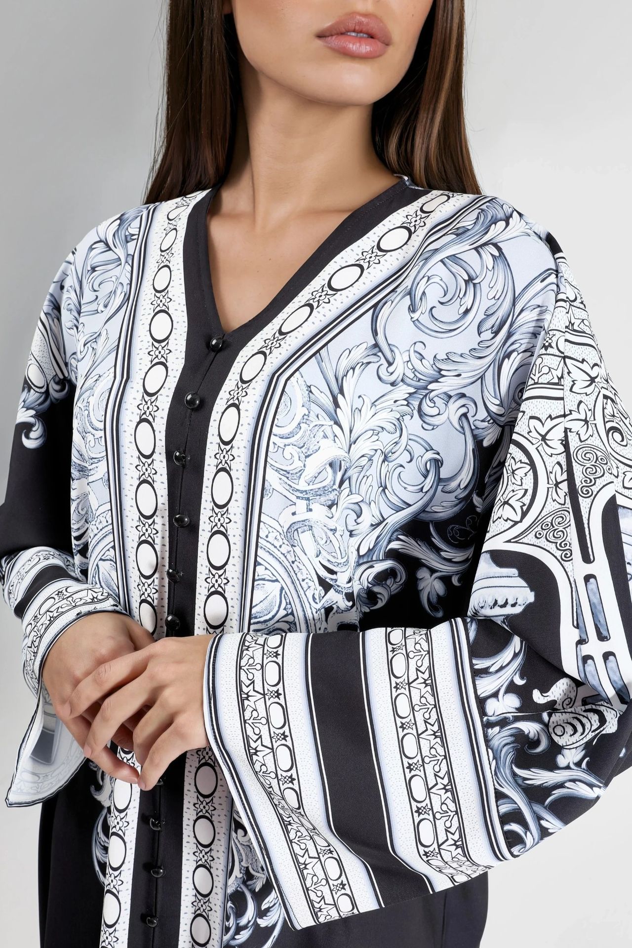 MSN Printed V-Neck Button-Front Maxi Dress 5