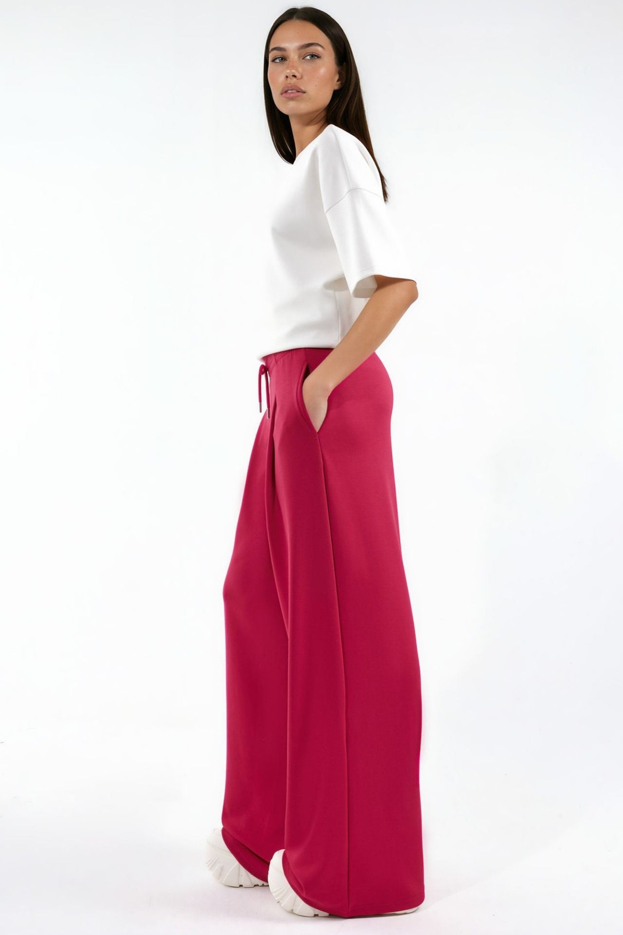 Modal Touch Pleated Wide Leg Pants 2