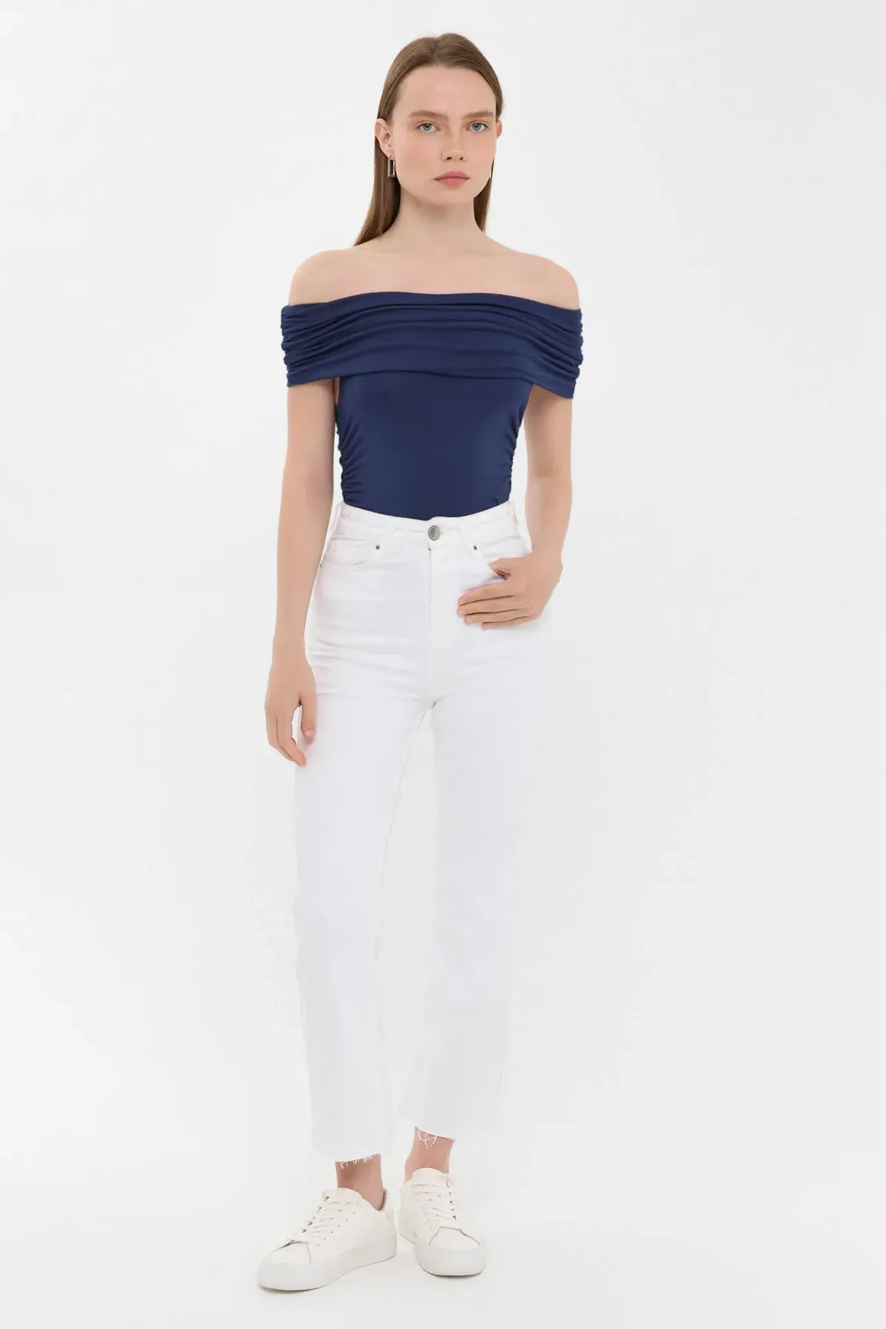 Off-Shoulder Ruched Bodycon Top