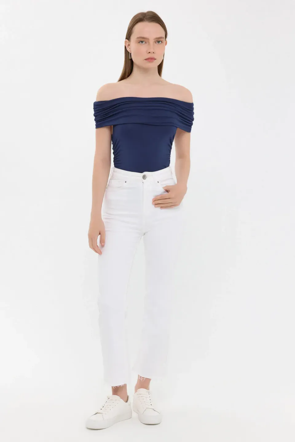 Off-Shoulder Ruched Bodycon Top
