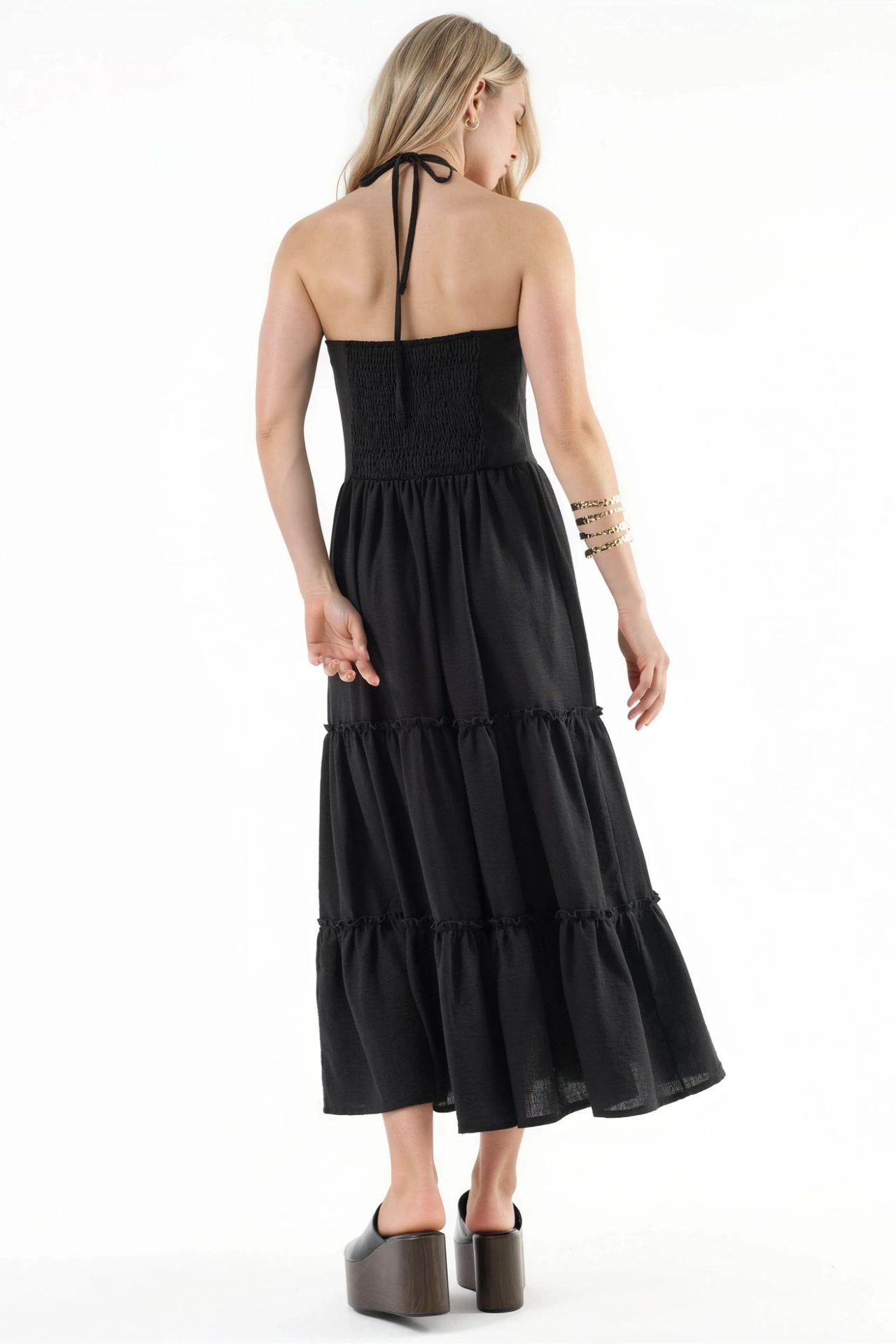 BUSEM Frilly Halter Neck Maxi Dress 3