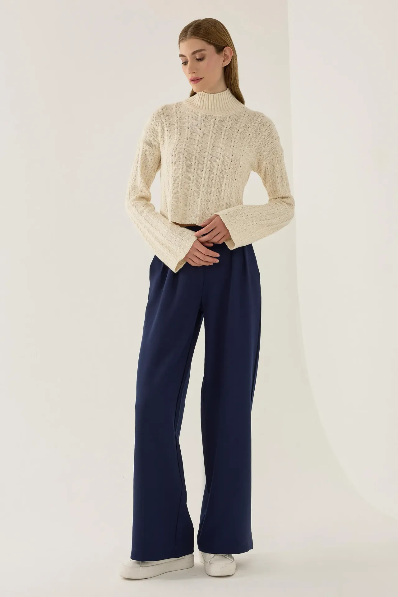 Textured Knitwear Half Turtleneck Sweater