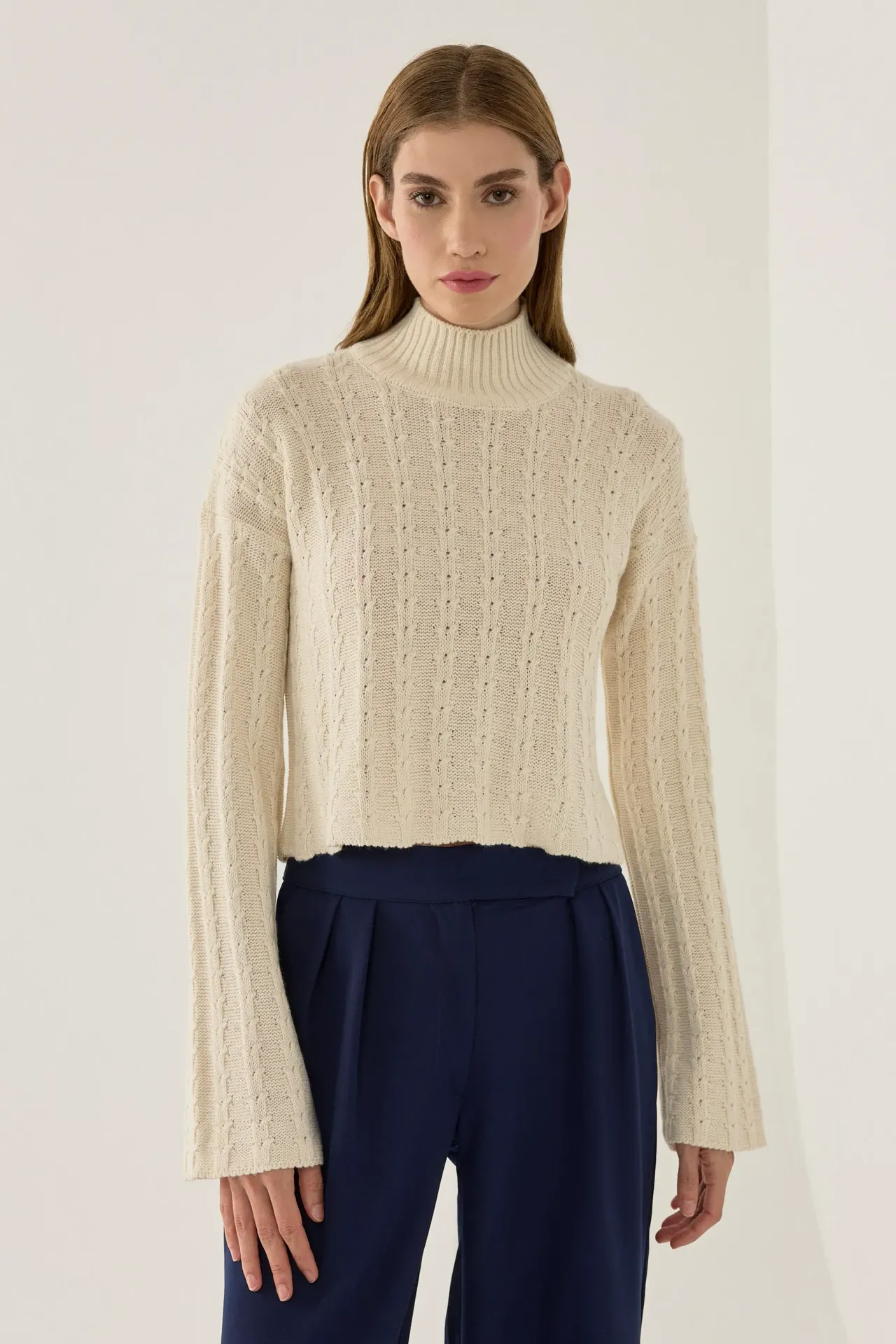 Textured Knitwear Half Turtleneck Sweater