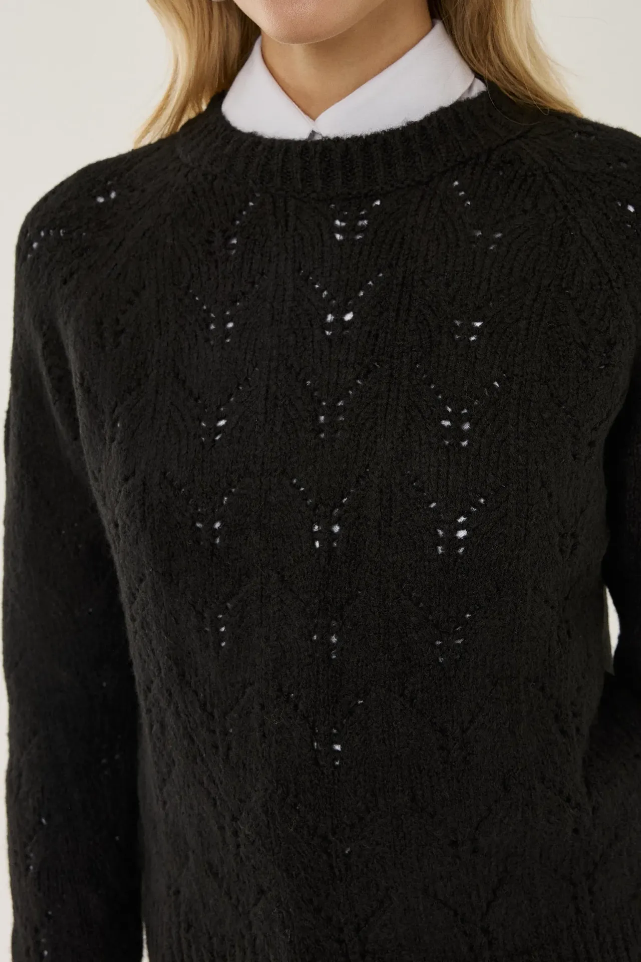 Crew Neck Openwork Sweater