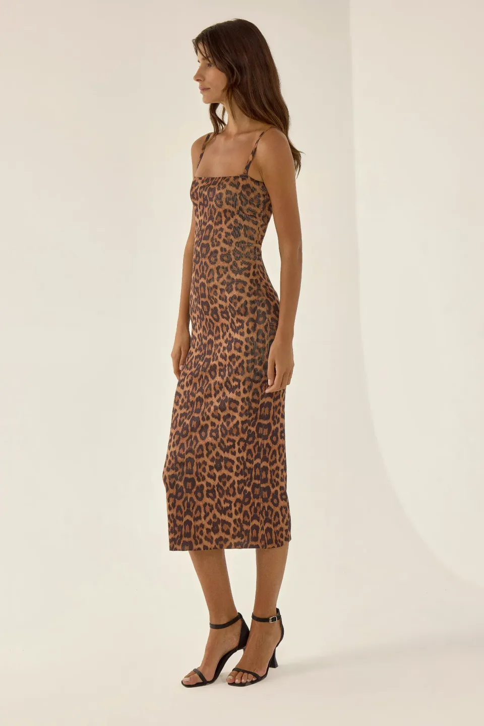 Bodycon Midi Dress with Leopard Print