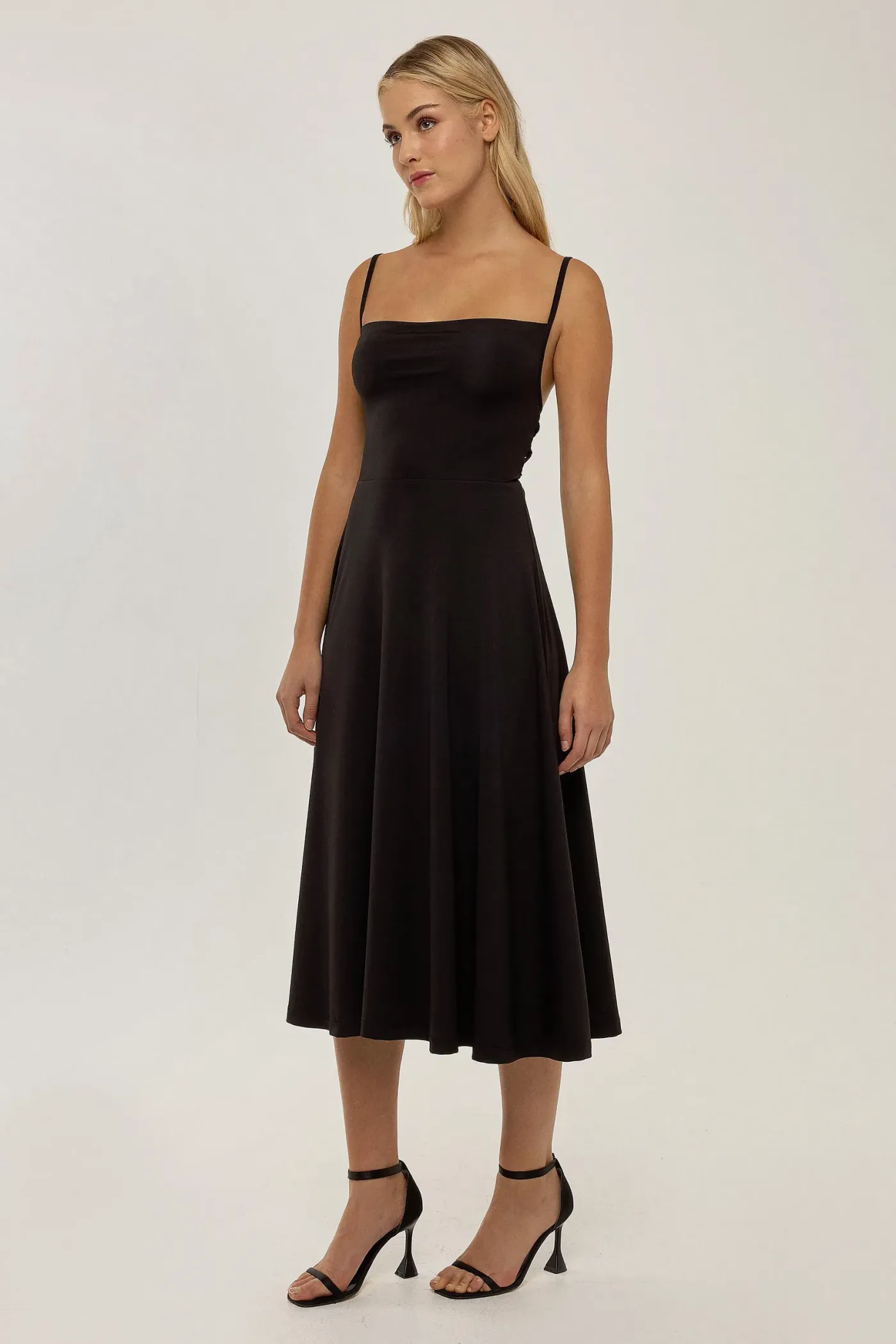 A-Line Sleeveless Midi Dress with Cowl Neck 2
